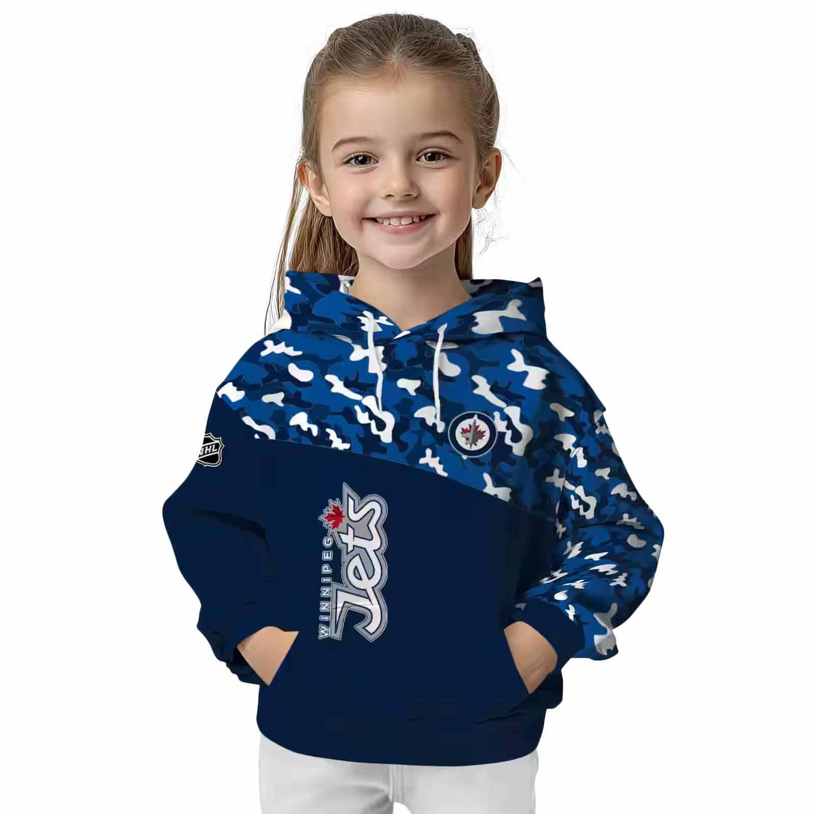 personalized winnipeg jets camo pattern blue hoodie top rated