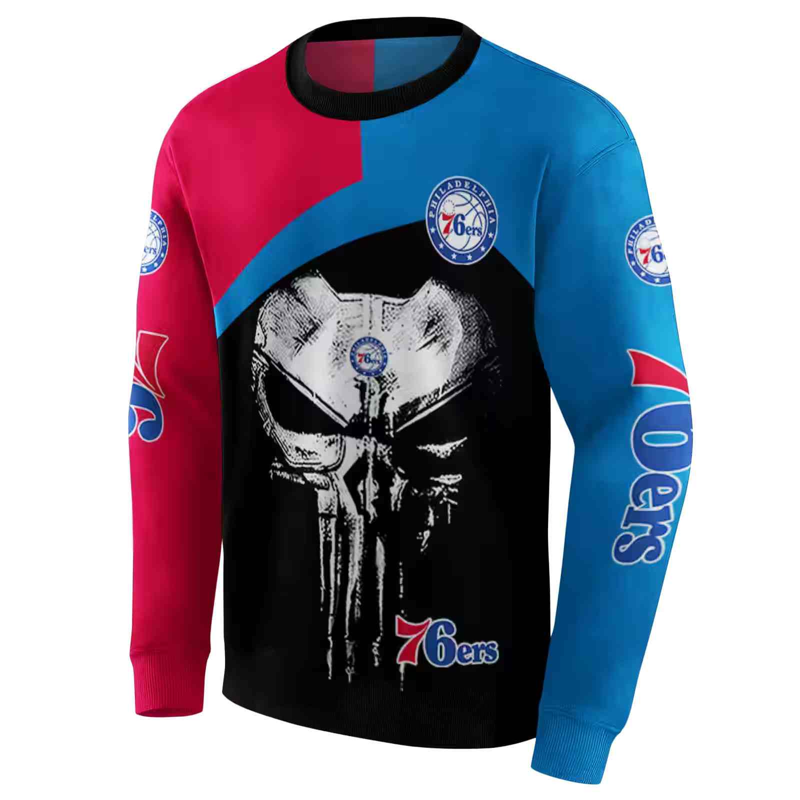 philadelphia 76ers skull punisher red black hoodie new arrival