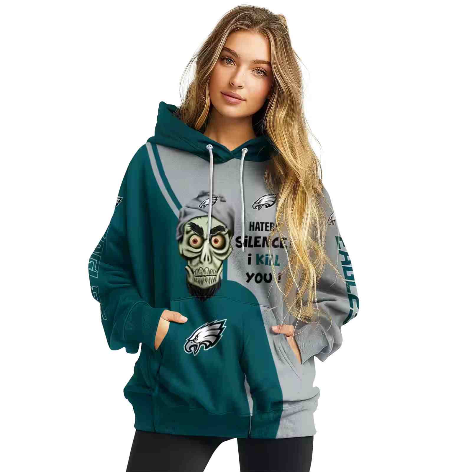 philadelphia eagles achmed skull green hoodie high quality