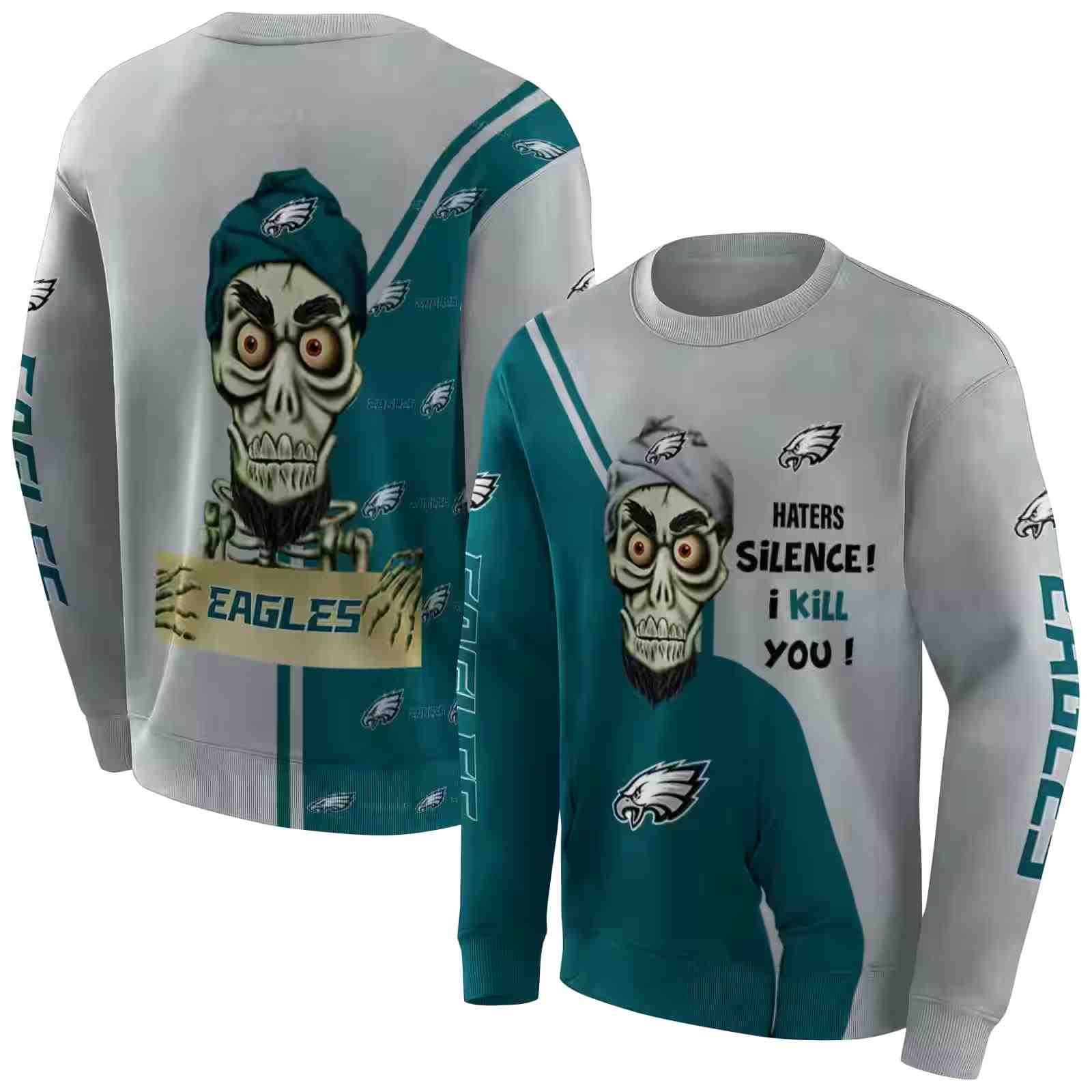 philadelphia eagles achmed skull green hoodie premium grade