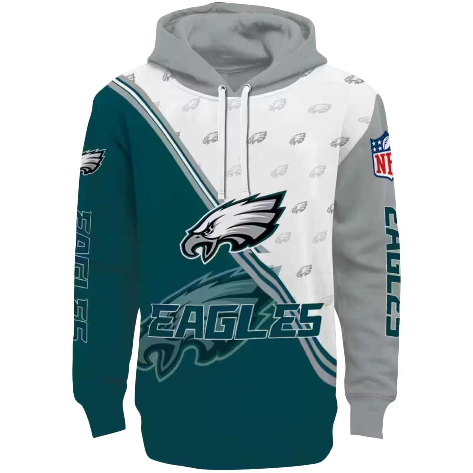 Philadelphia Eagles Diagonal Stripe Green White Hoodie