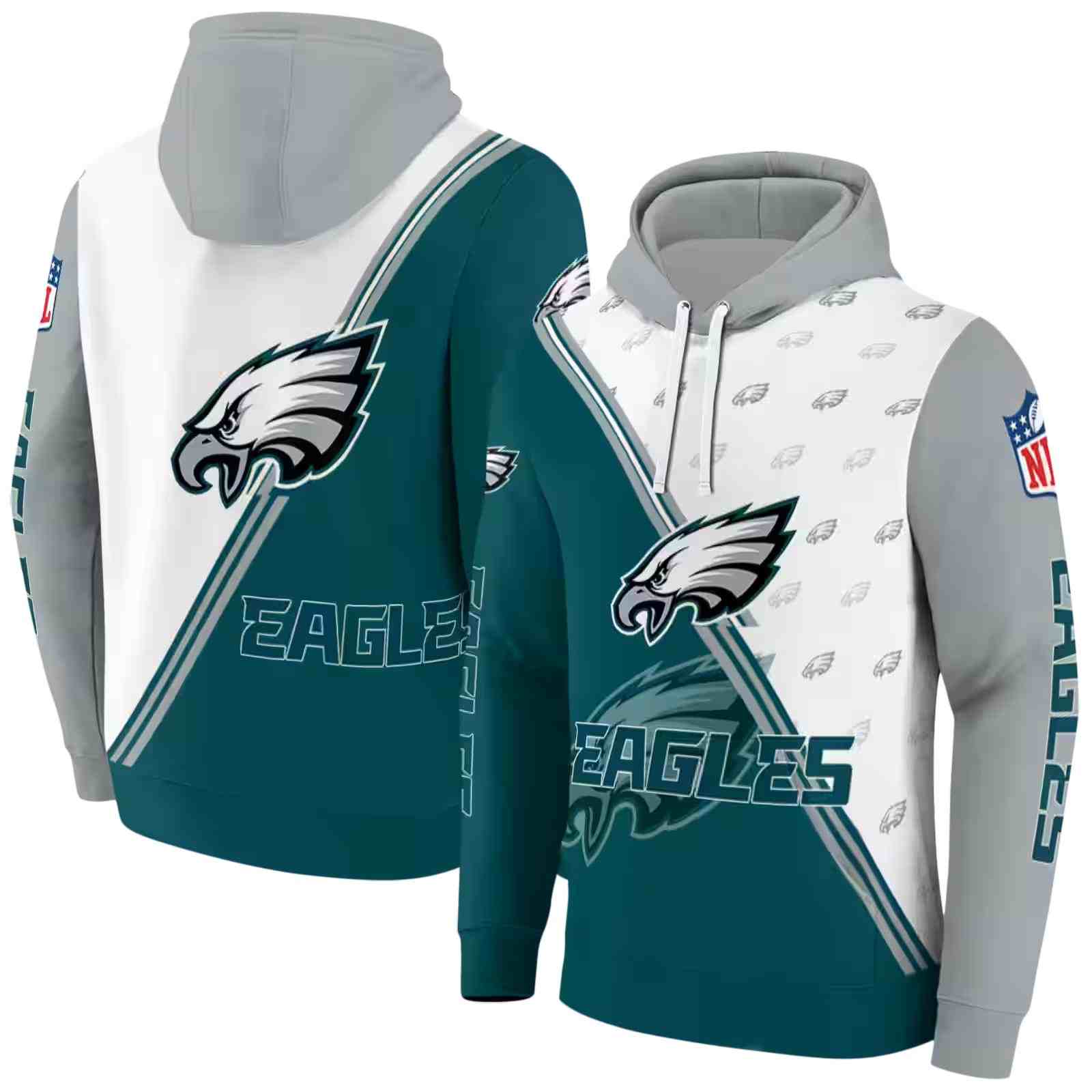 philadelphia eagles diagonal stripe green white hoodie fashion forward