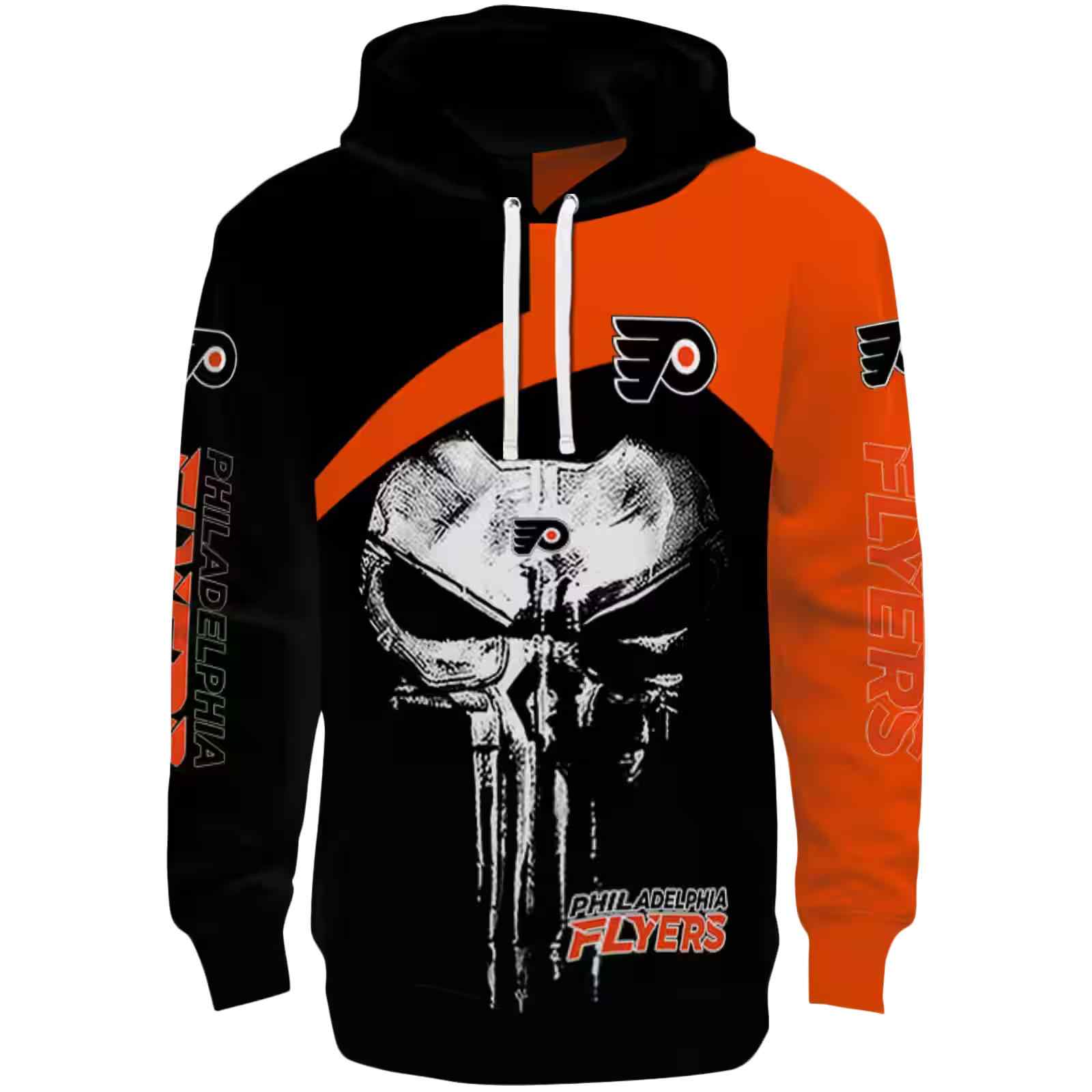 Philadelphia Flyers Skull Punisher Black Hoodie