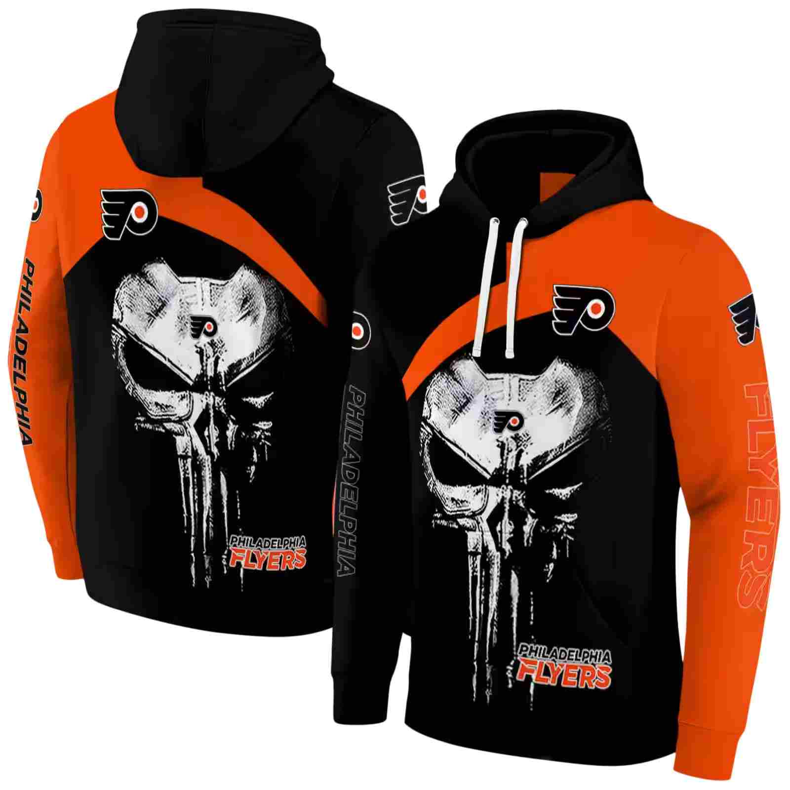 philadelphia flyers skull punisher black hoodie fashion forward