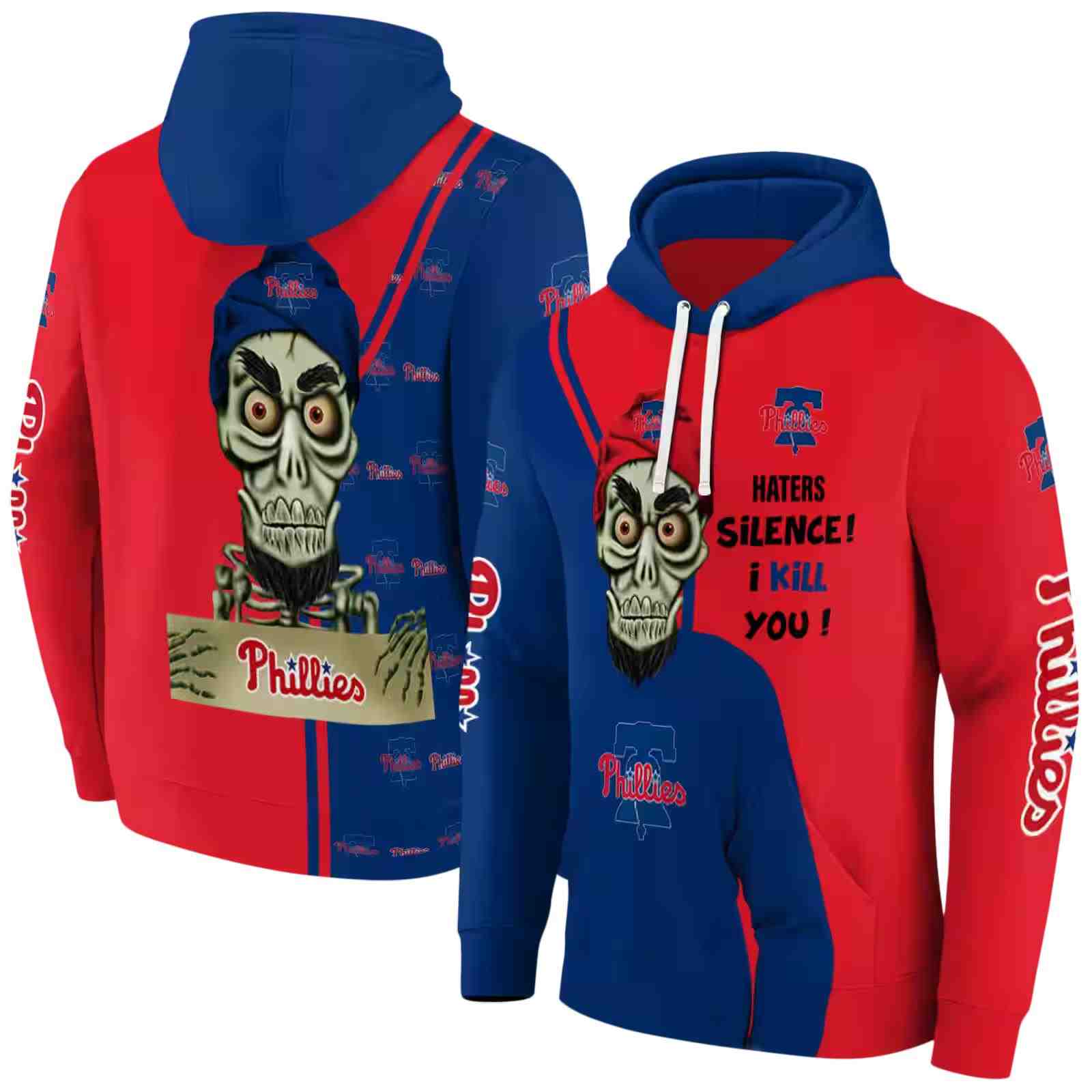 philadelphia phillies achmed skull blue hoodie fashion forward