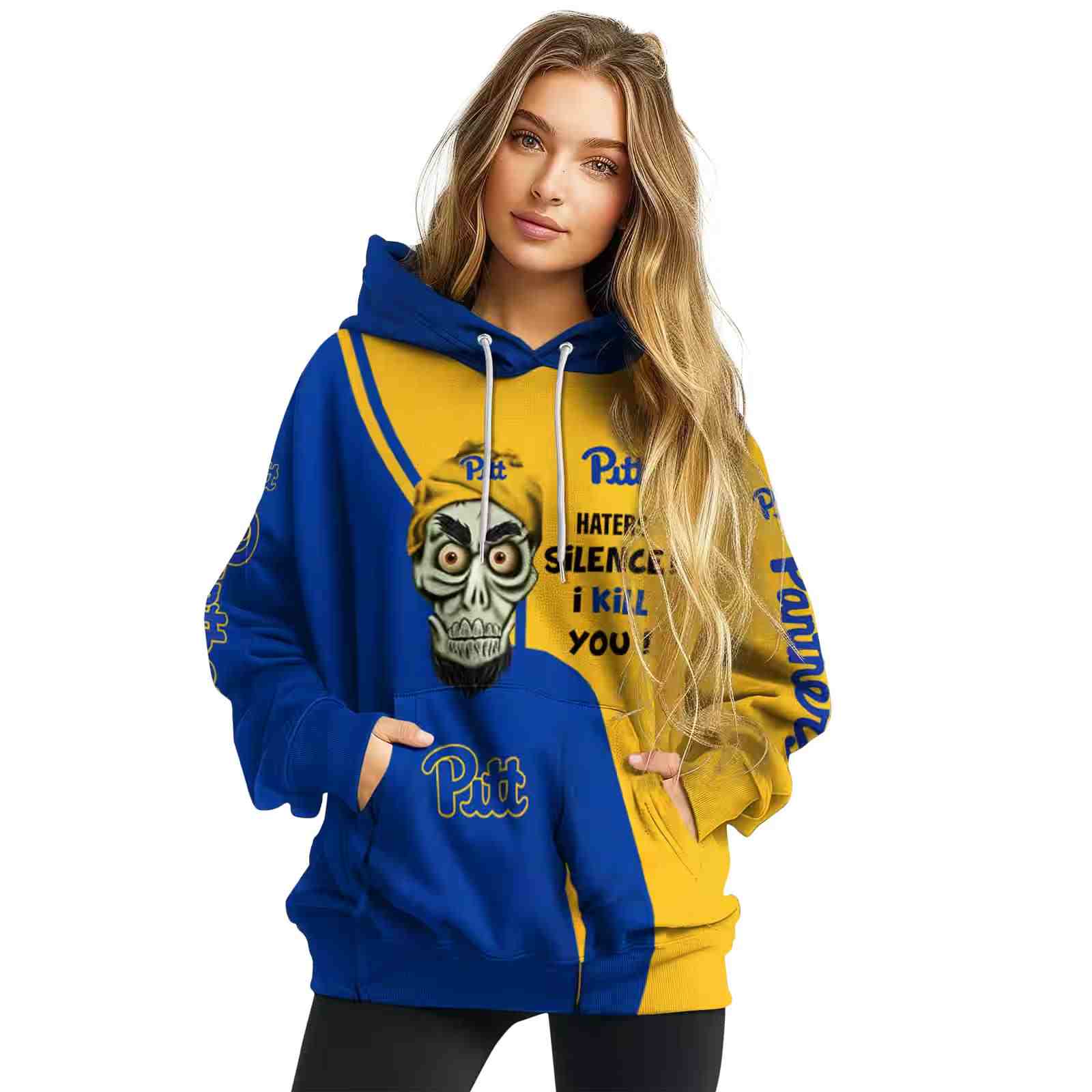pittsburgh panthers achmed skull royal blue hoodie high quality