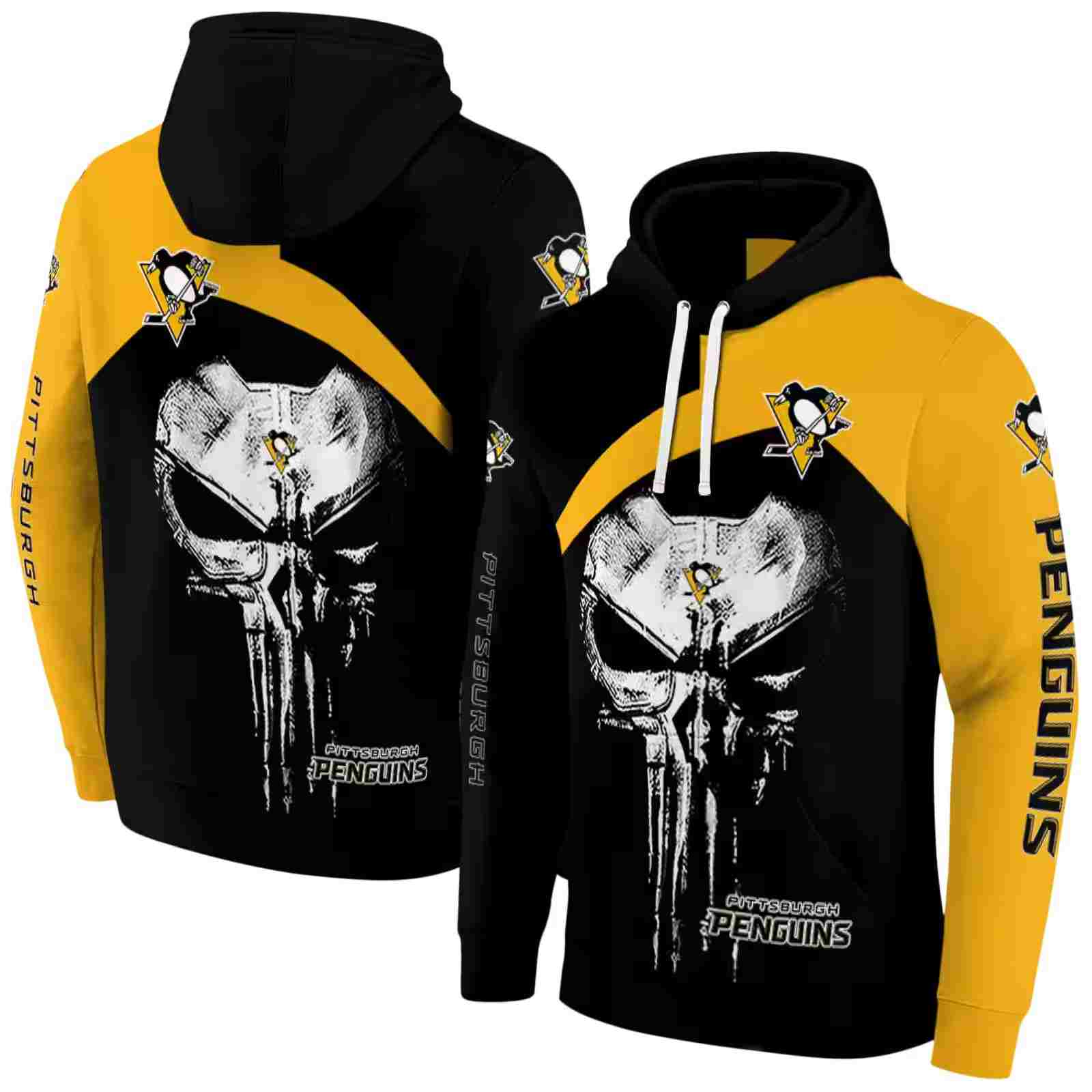 pittsburgh penguins skull punisher black hoodie fashion forward