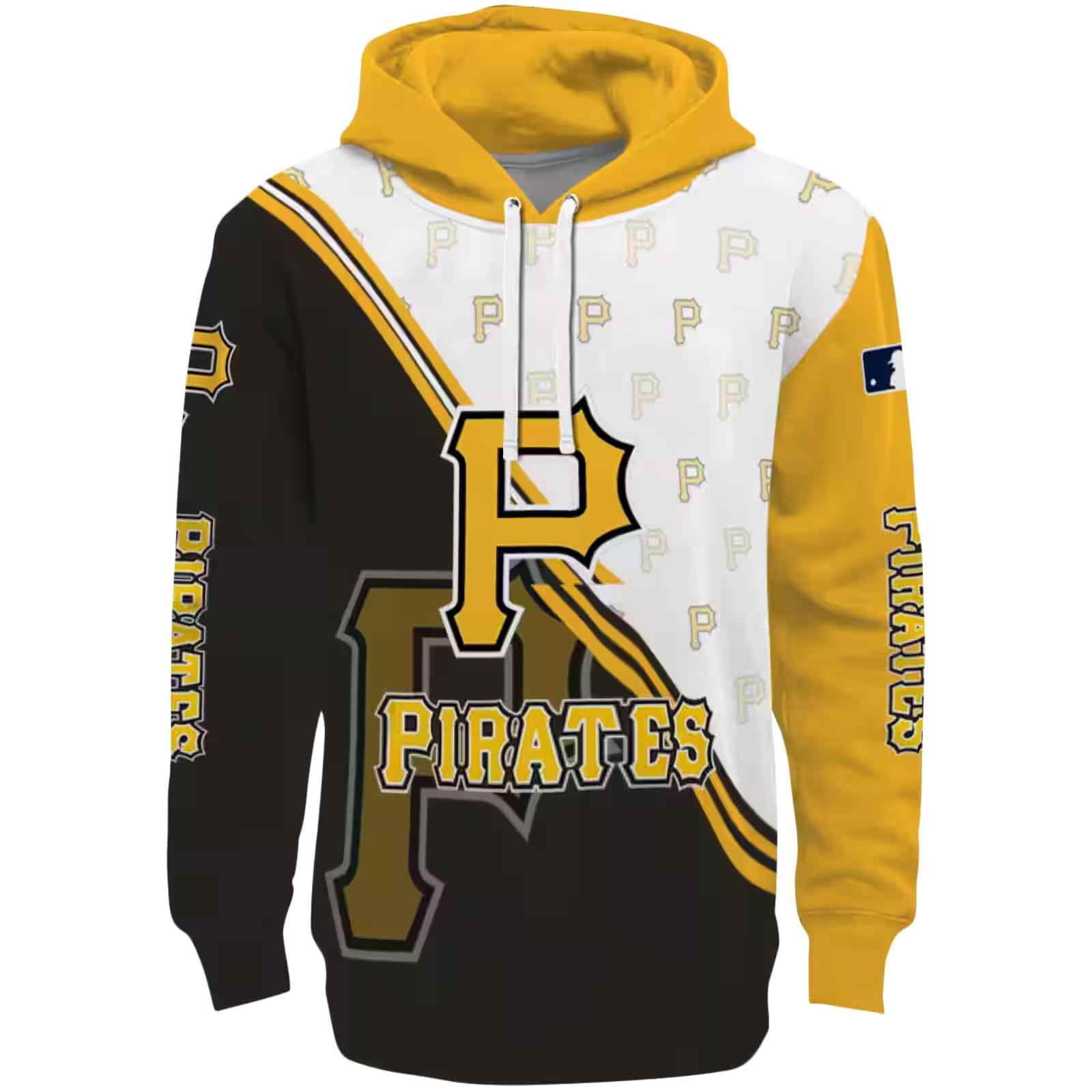 Pittsburgh Pirates Diagonal Stripe Black White Hoodie