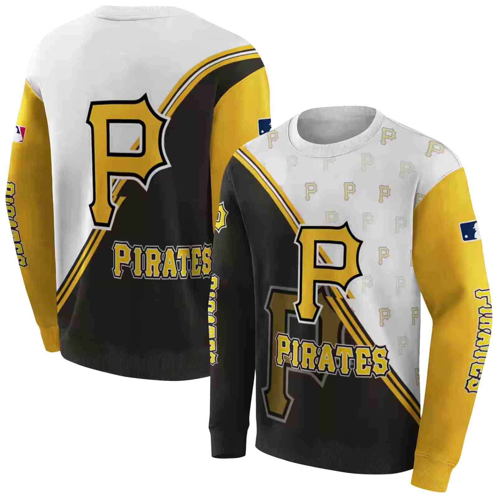 pittsburgh pirates diagonal stripe black white hoodie premium grade