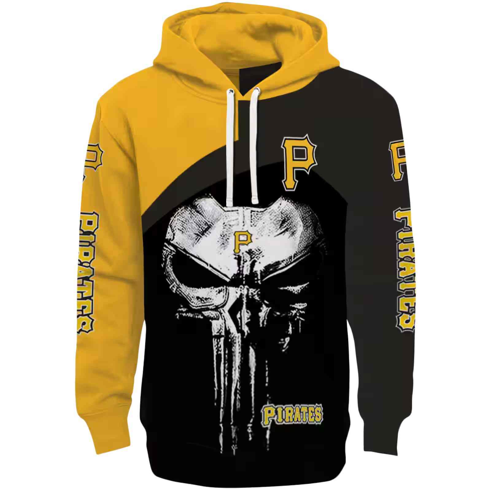 Pittsburgh Pirates Skull Punisher Gold Black Hoodie