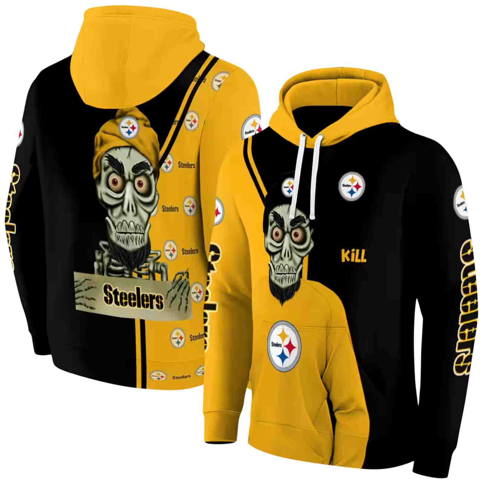 pittsburgh steelers achmed skull gold hoodie fashion forward