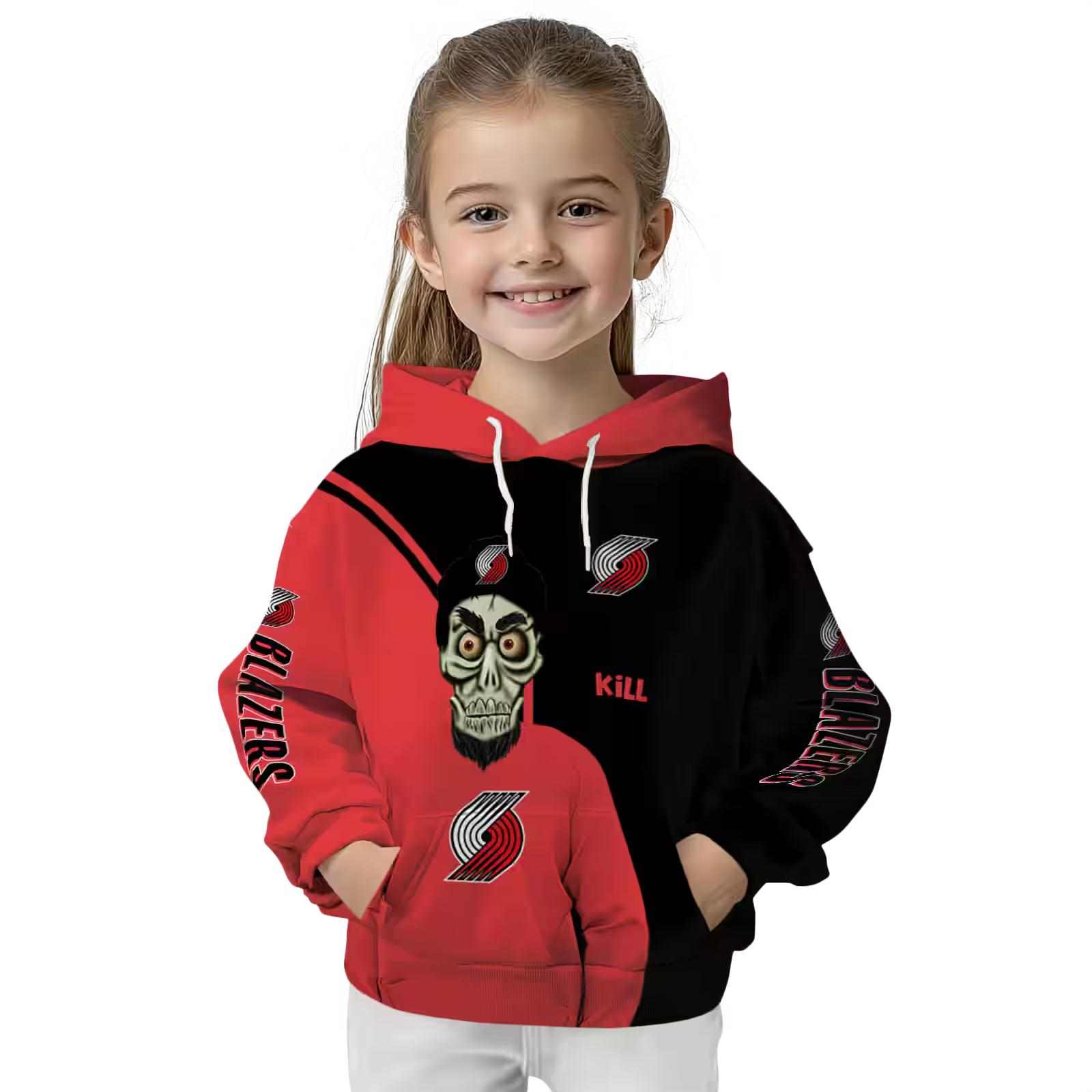 portland trail blazers achmed skull red hoodie top rated