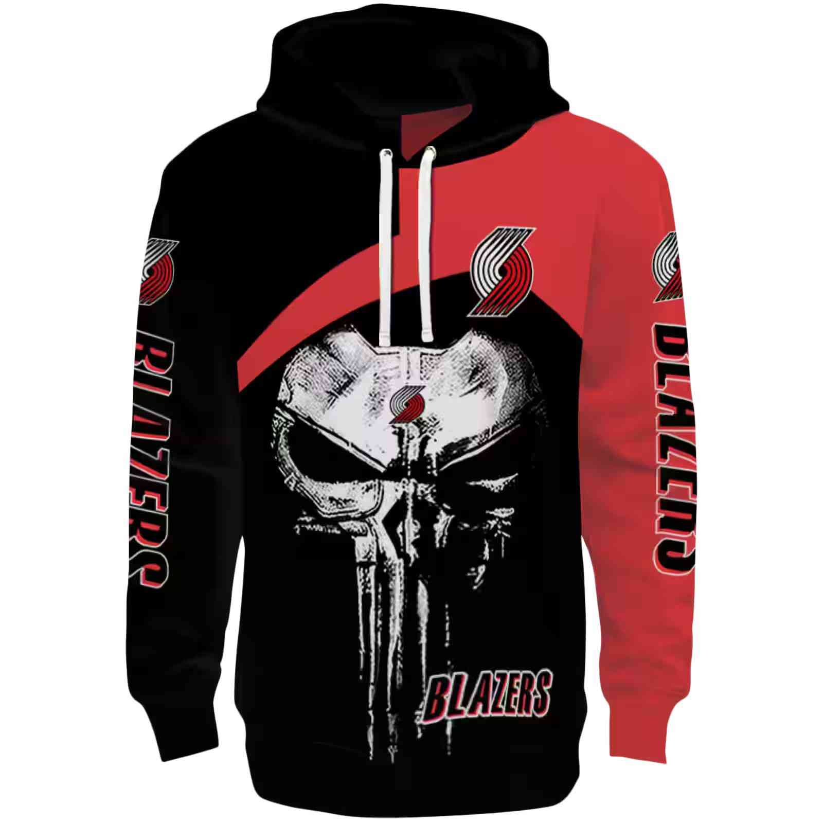 Portland Trail Blazers Skull Punisher Black Hoodie