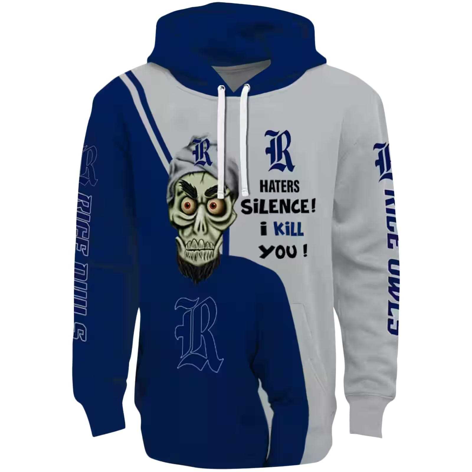 rice owls achmed skull navy blue hoodie best selling