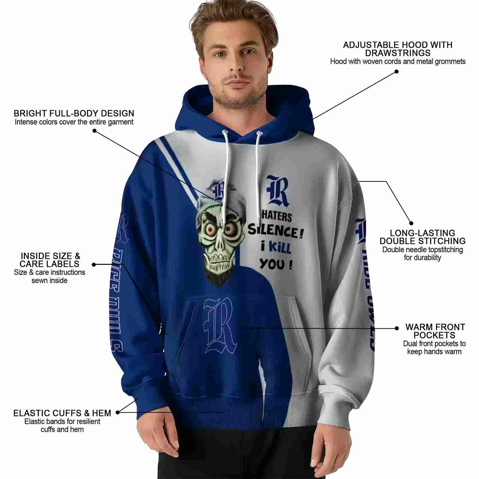 rice owls achmed skull navy blue hoodie latest model