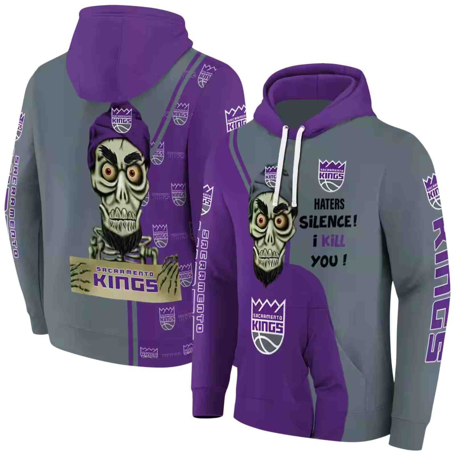 sacramento kings achmed skull purple hoodie fashion forward