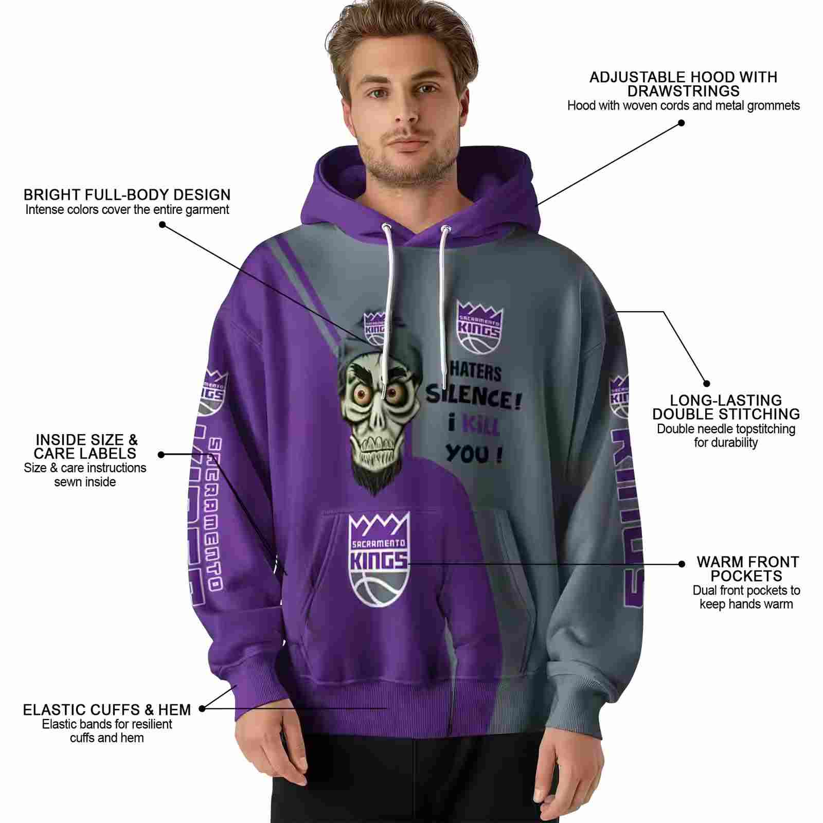 sacramento kings achmed skull purple hoodie latest model