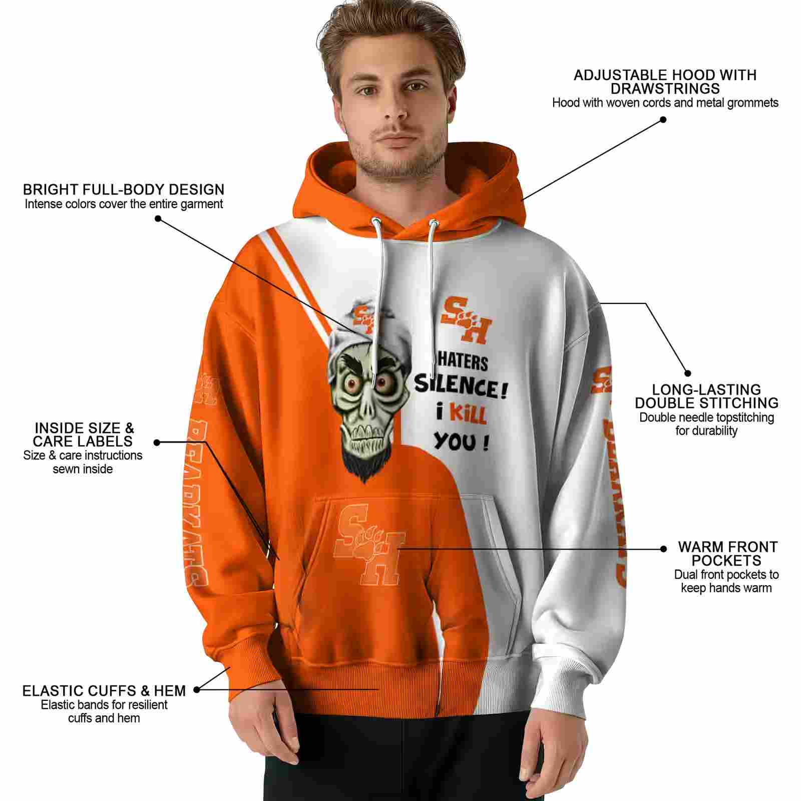 sam houston bearkats achmed skull orange hoodie latest model