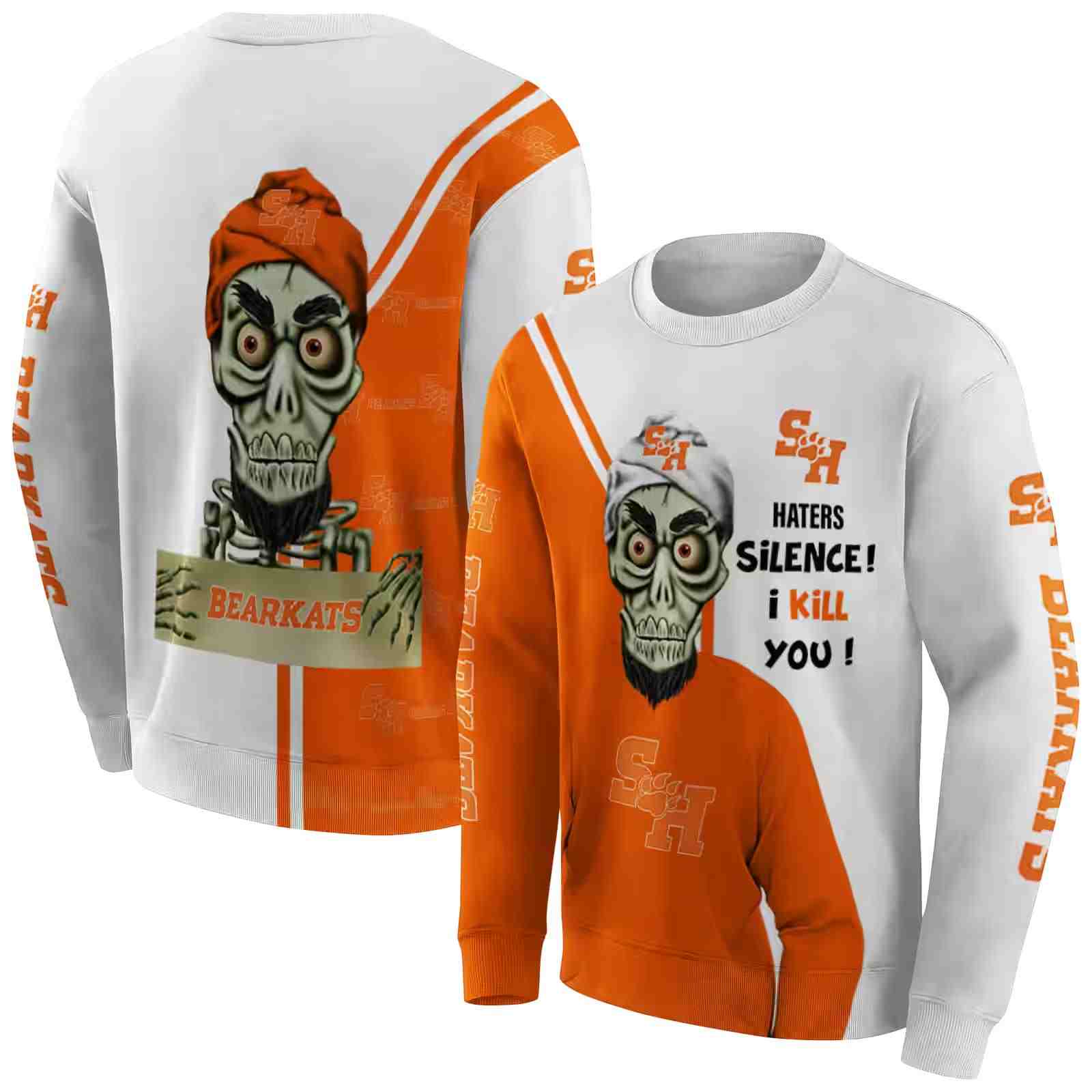 sam houston bearkats achmed skull orange hoodie premium grade