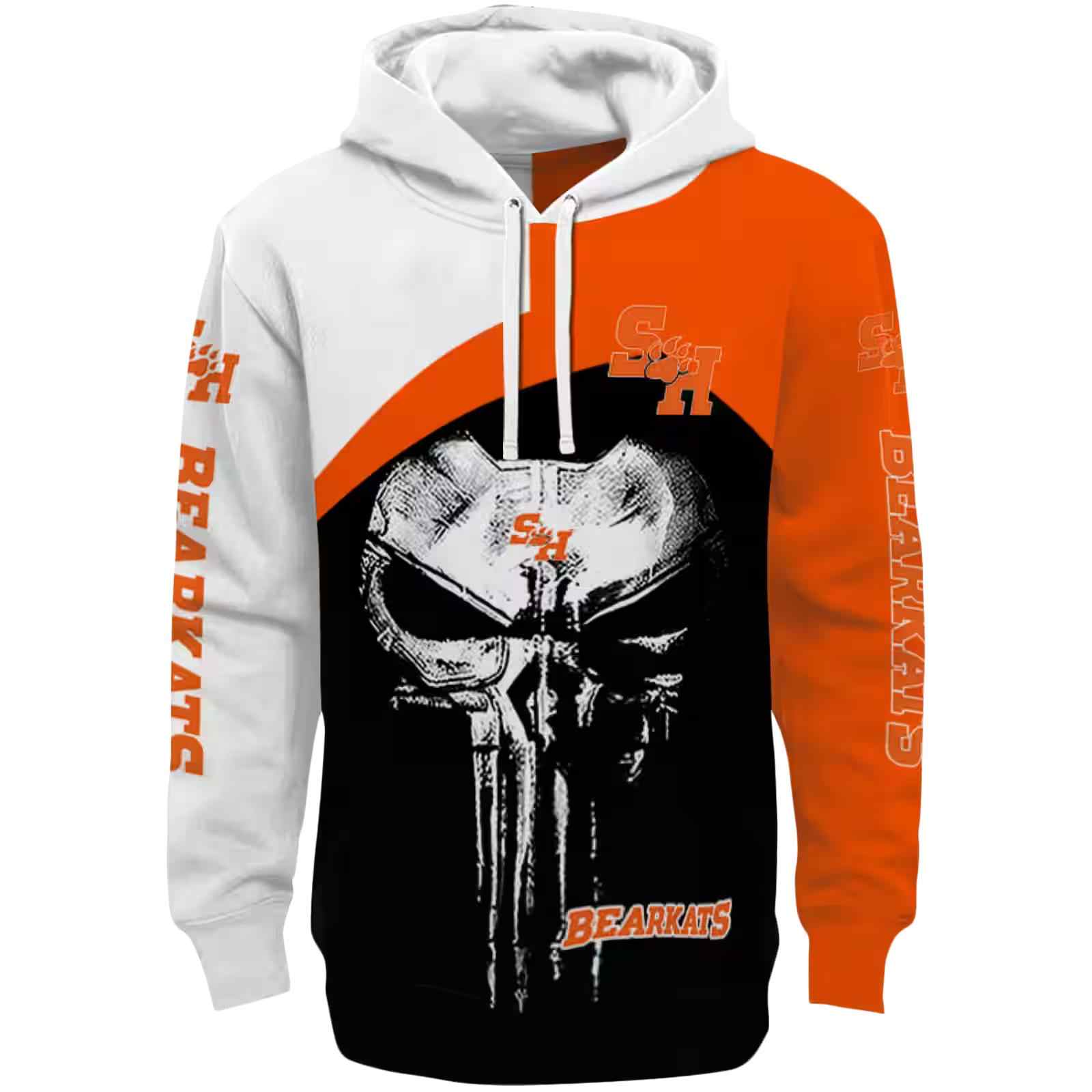 Sam Houston Bearkats Skull Punisher White Black Hoodie