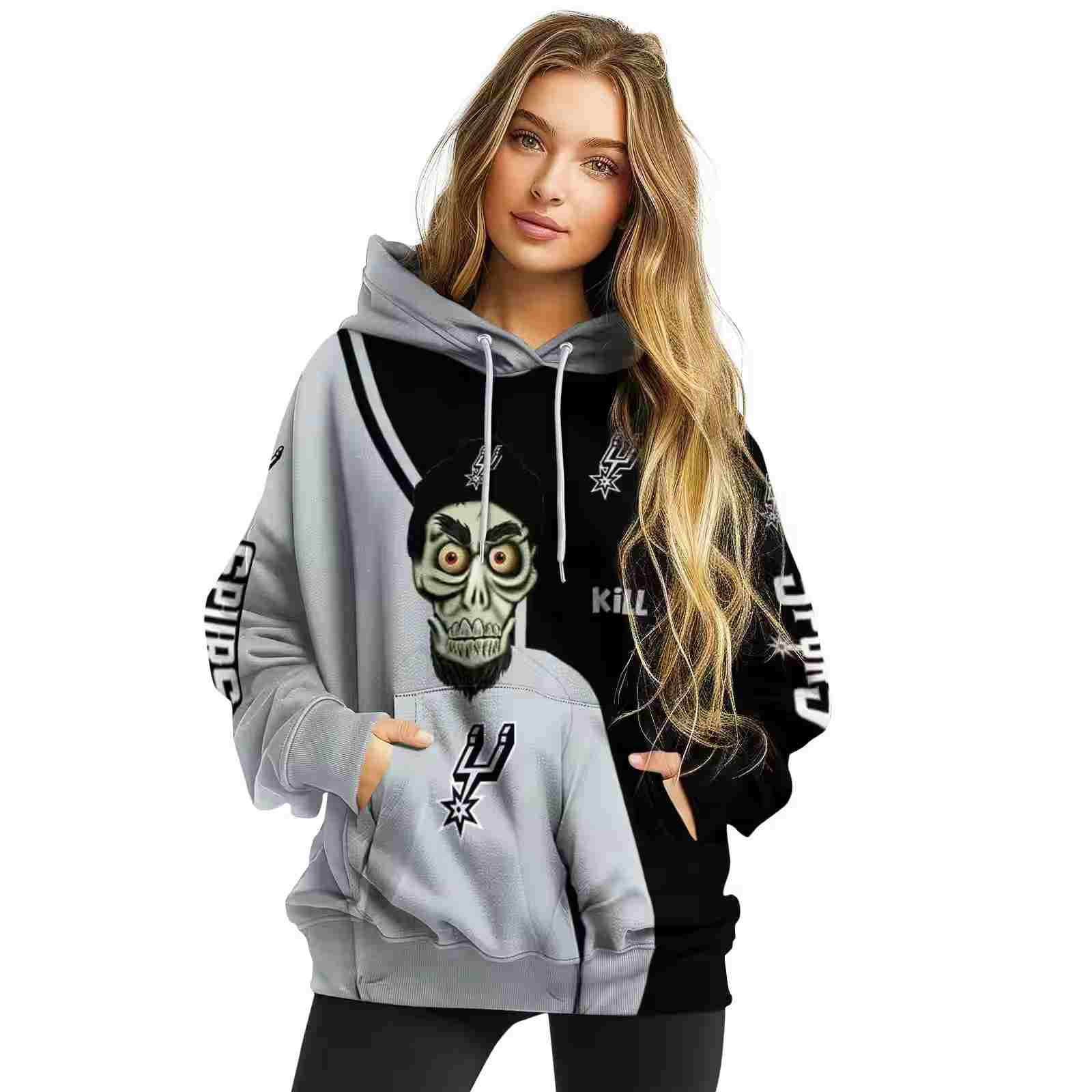 san antonio spurs achmed skull silver hoodie high quality