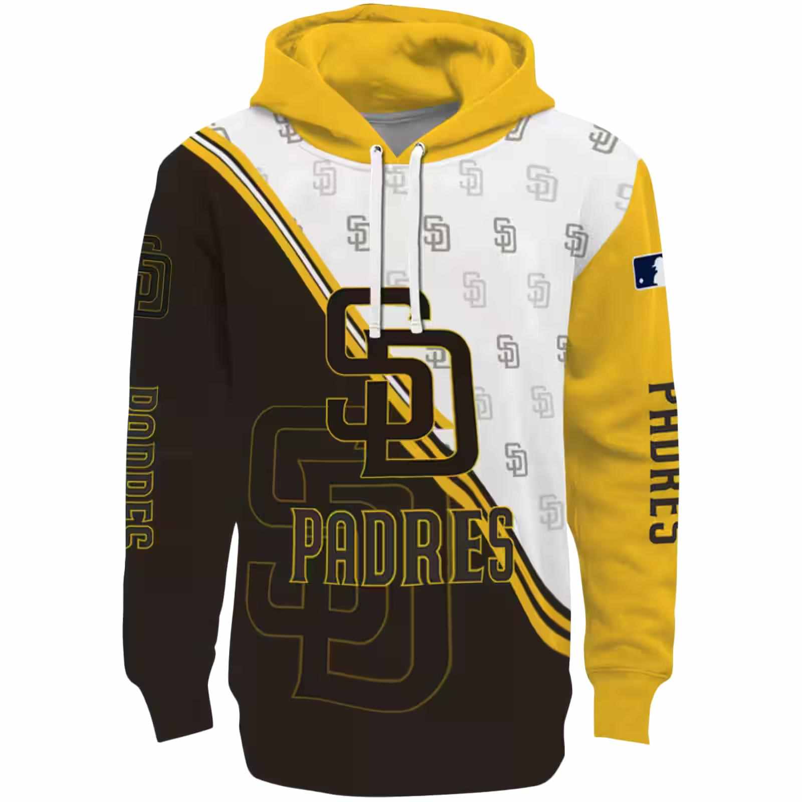 San Diego Padres Diagonal Stripe Brown White Hoodie