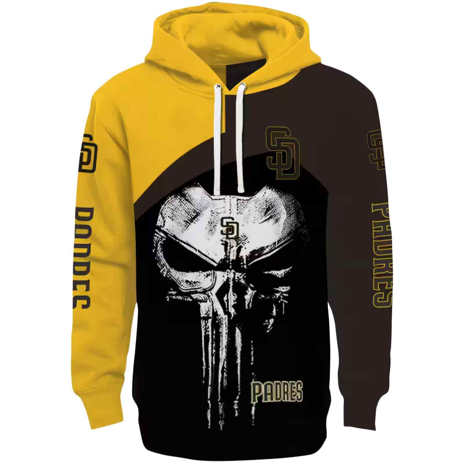 San Diego Padres Skull Punisher Gold Black Hoodie
