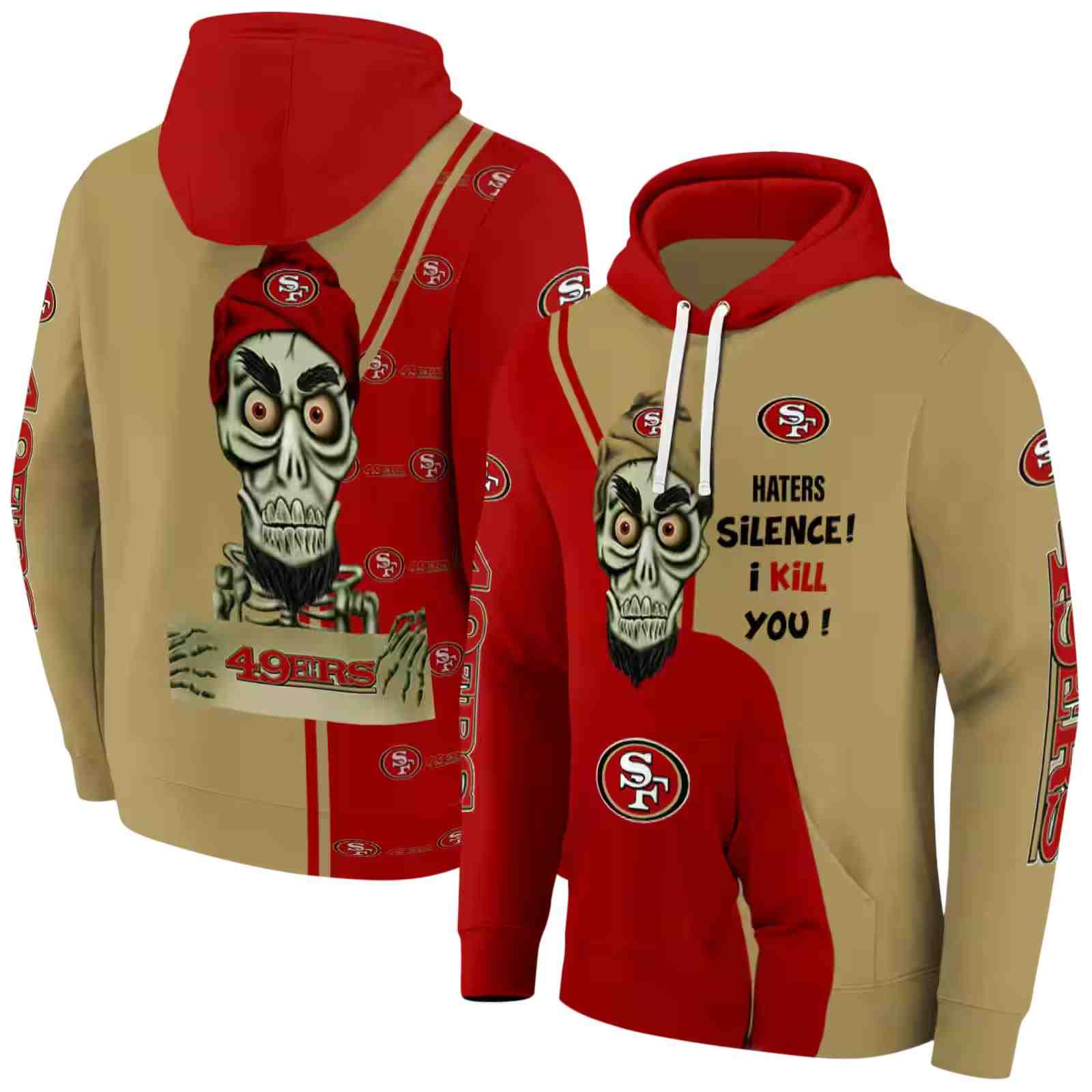 san francisco 49ers achmed skull red hoodie fashion forward