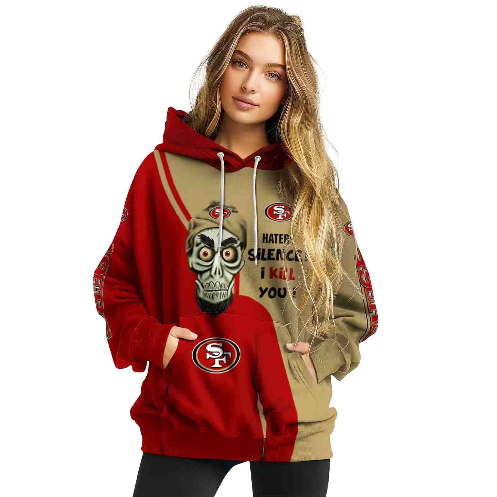 san francisco 49ers achmed skull red hoodie high quality