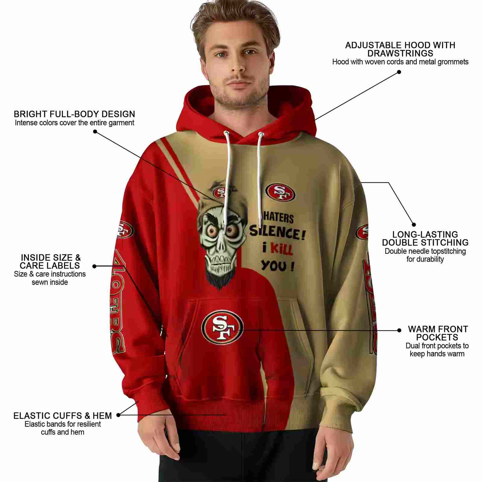 san francisco 49ers achmed skull red hoodie latest model