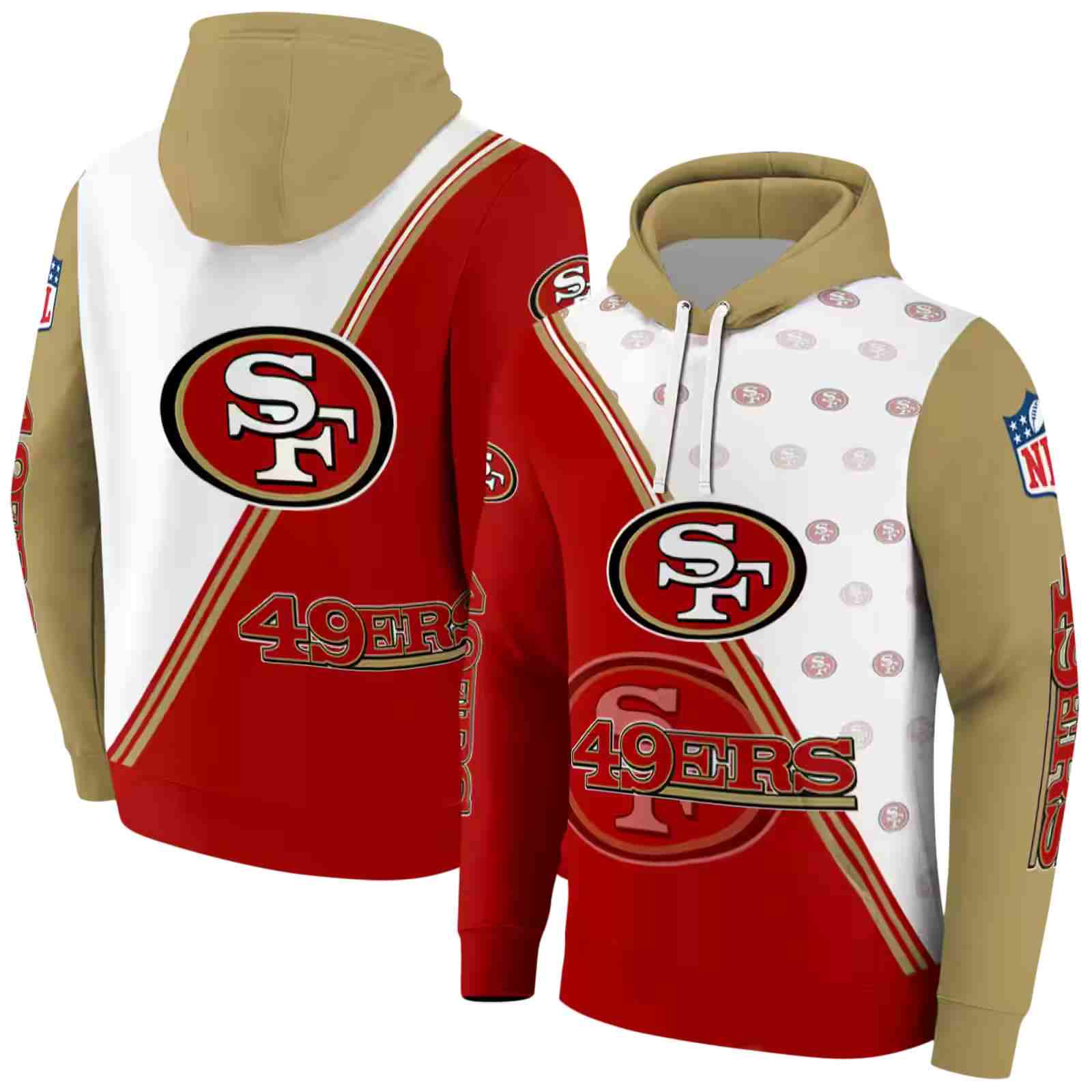 san francisco 49ers diagonal stripe red white hoodie fashion forward