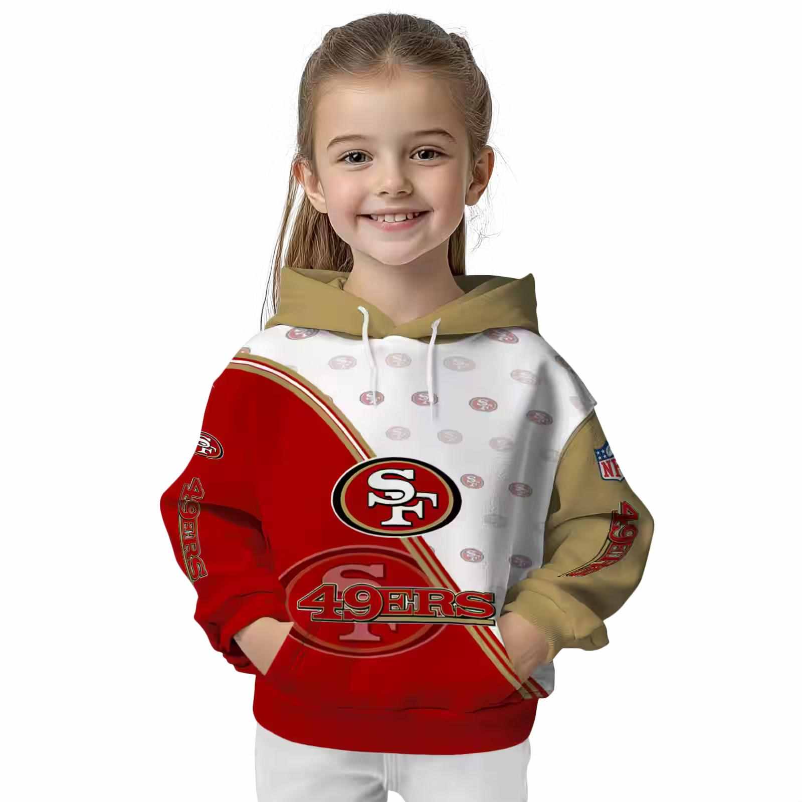 san francisco 49ers diagonal stripe red white hoodie top rated