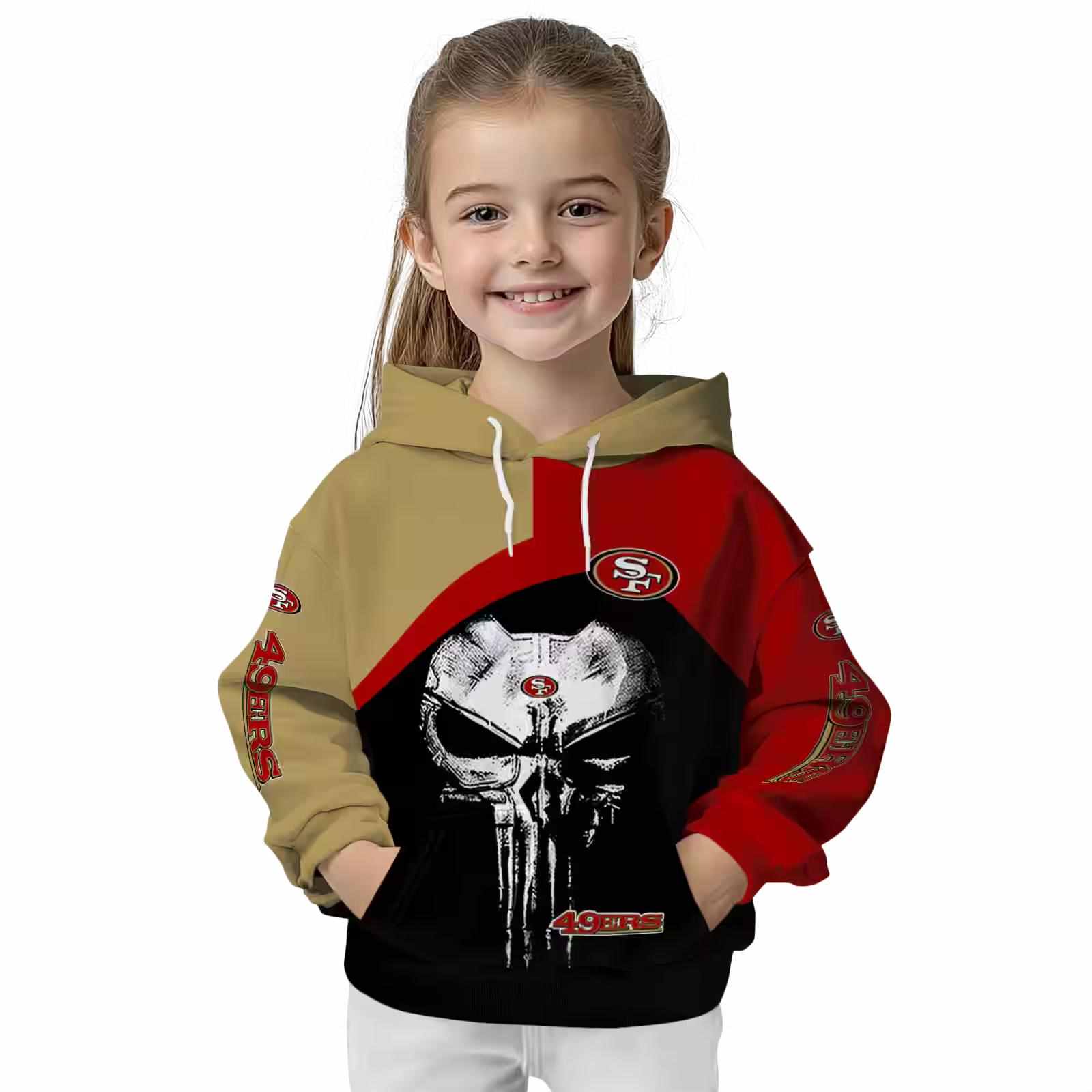 san francisco 49ers skull punisher gold black hoodie top rated