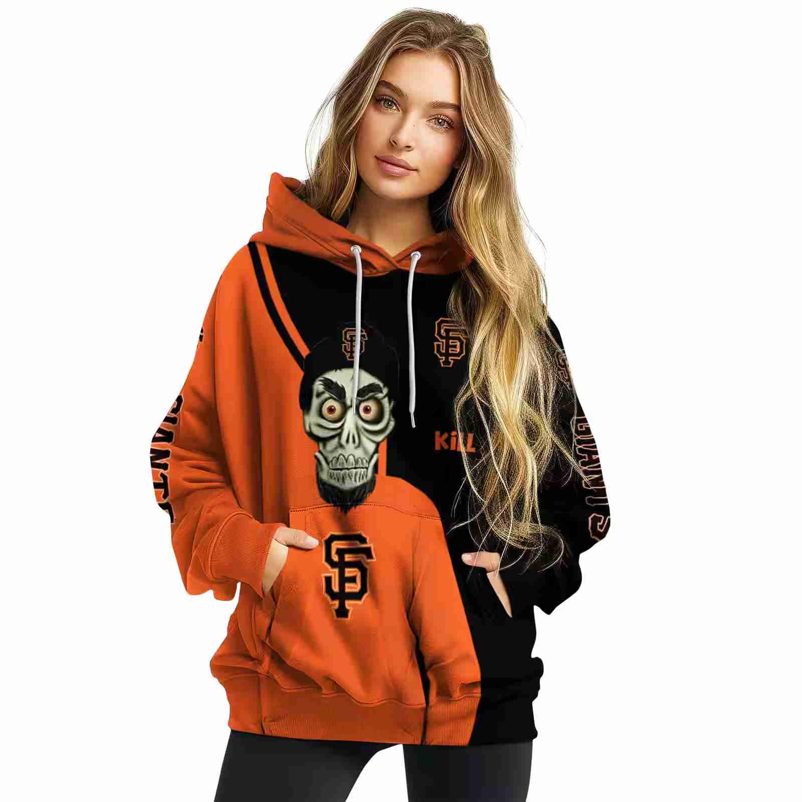 san francisco giants achmed skull orange hoodie high quality