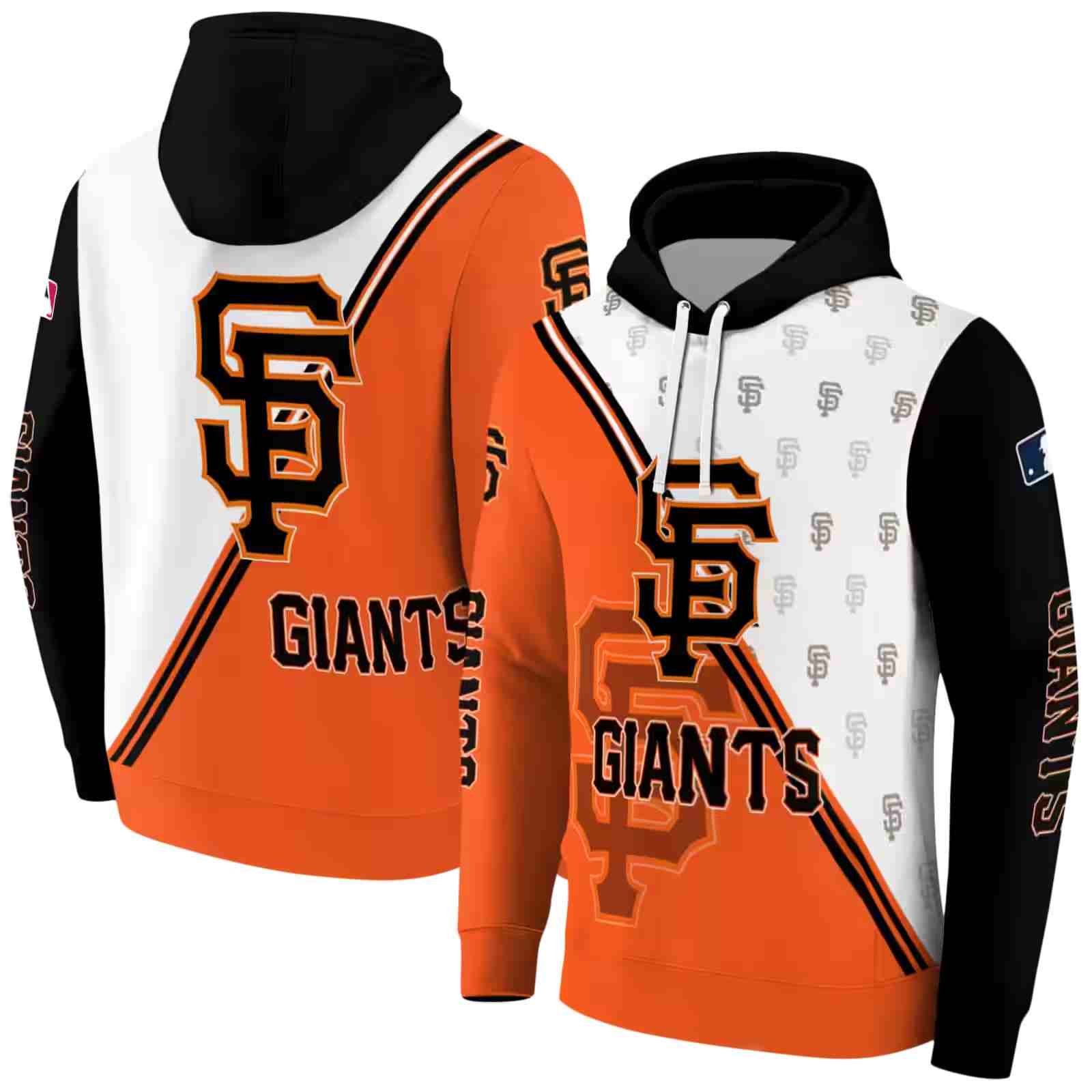 san francisco giants diagonal stripe orange white hoodie fashion forward