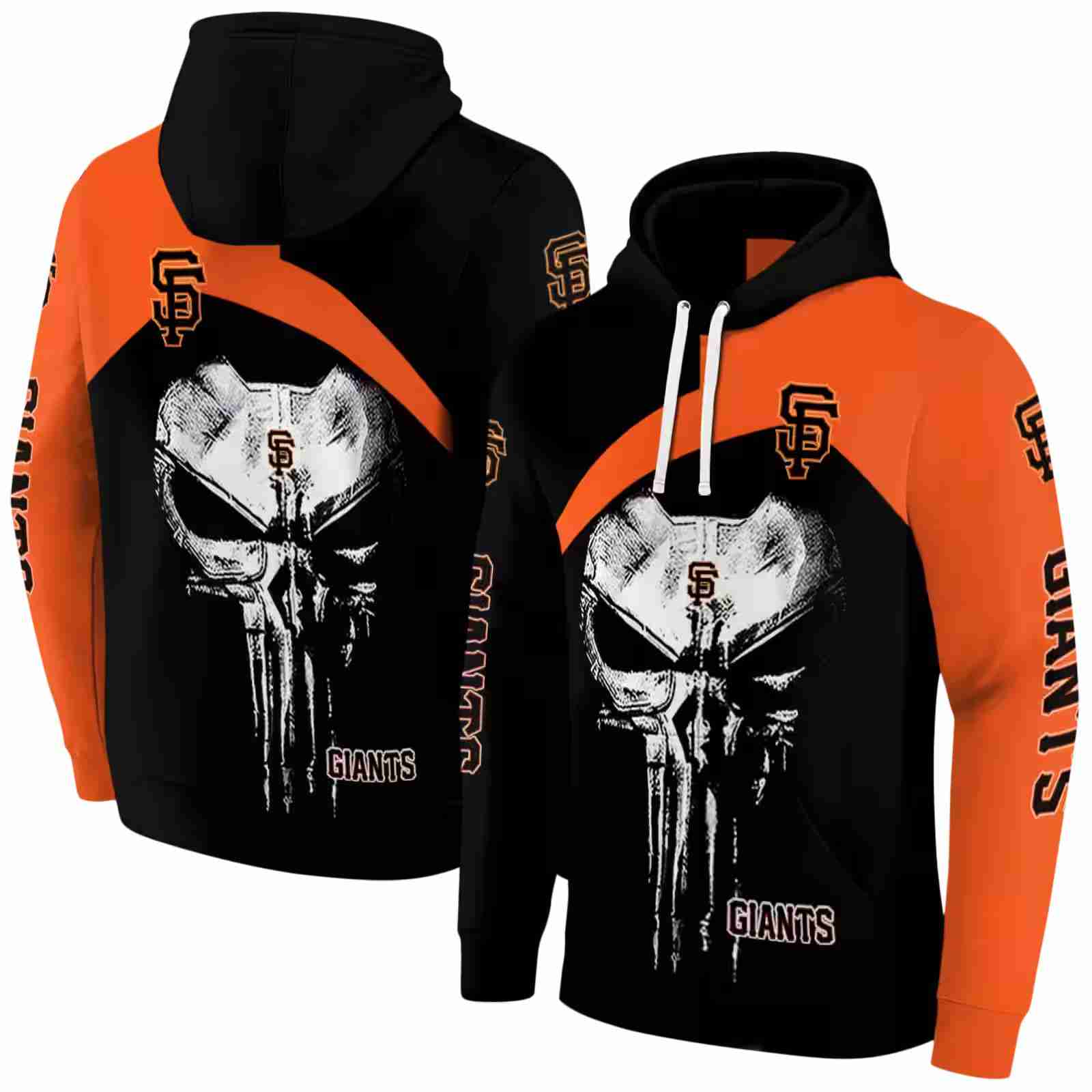 san francisco giants skull punisher black hoodie fashion forward