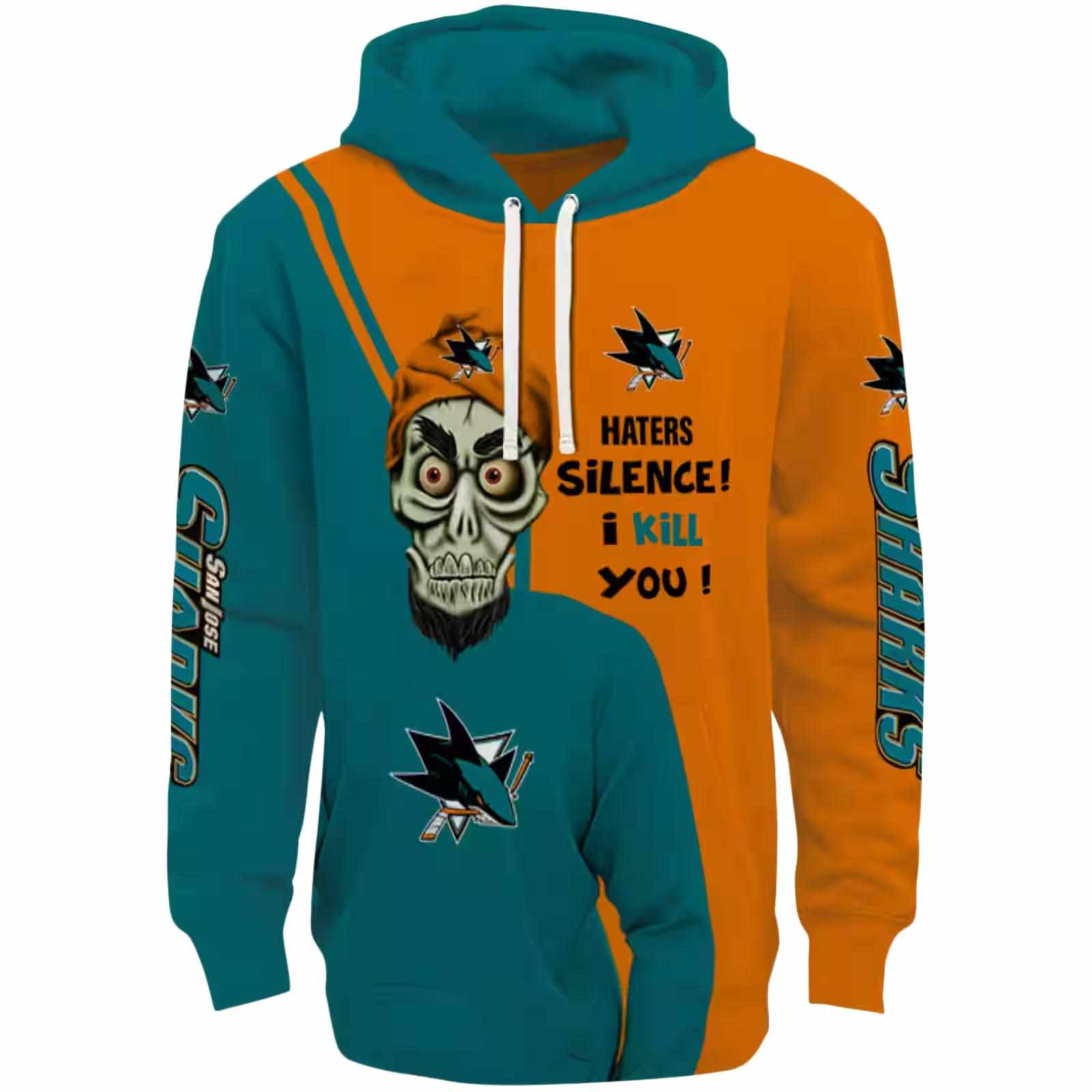 San Jose Sharks Achmed Skull Teal Hoodie