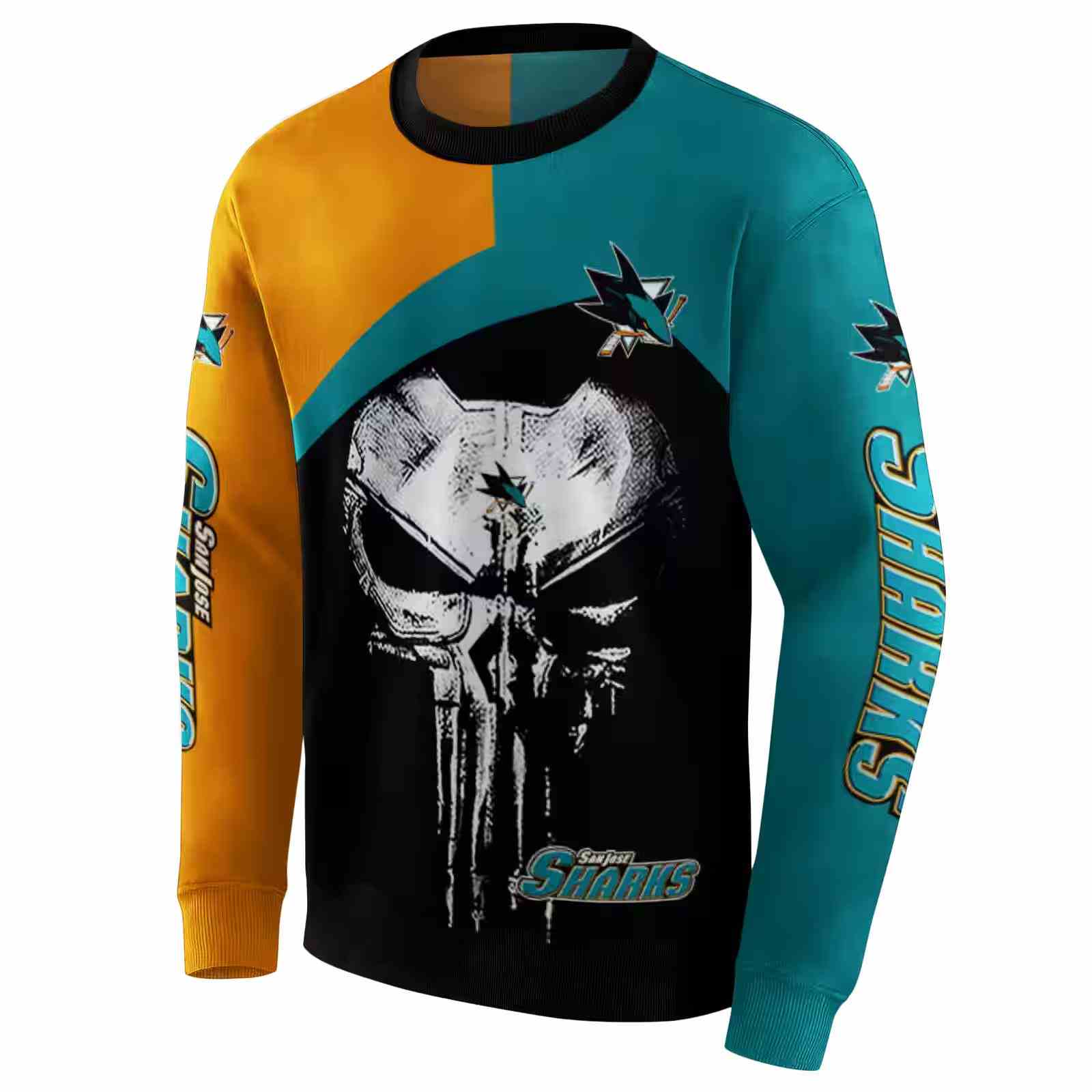 san jose sharks skull punisher orange black hoodie new arrival