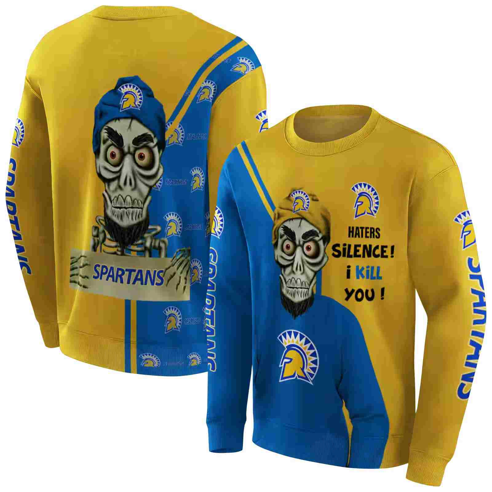 san jose state spartans achmed skull blue hoodie premium grade