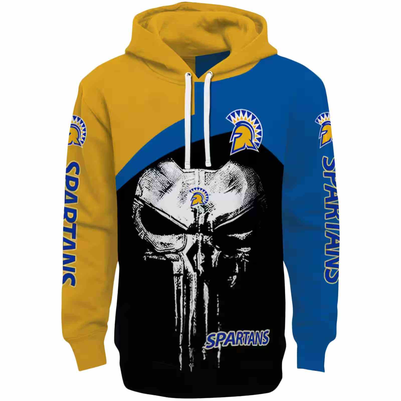 San Jose State Spartans Skull Punisher Gold Black Hoodie