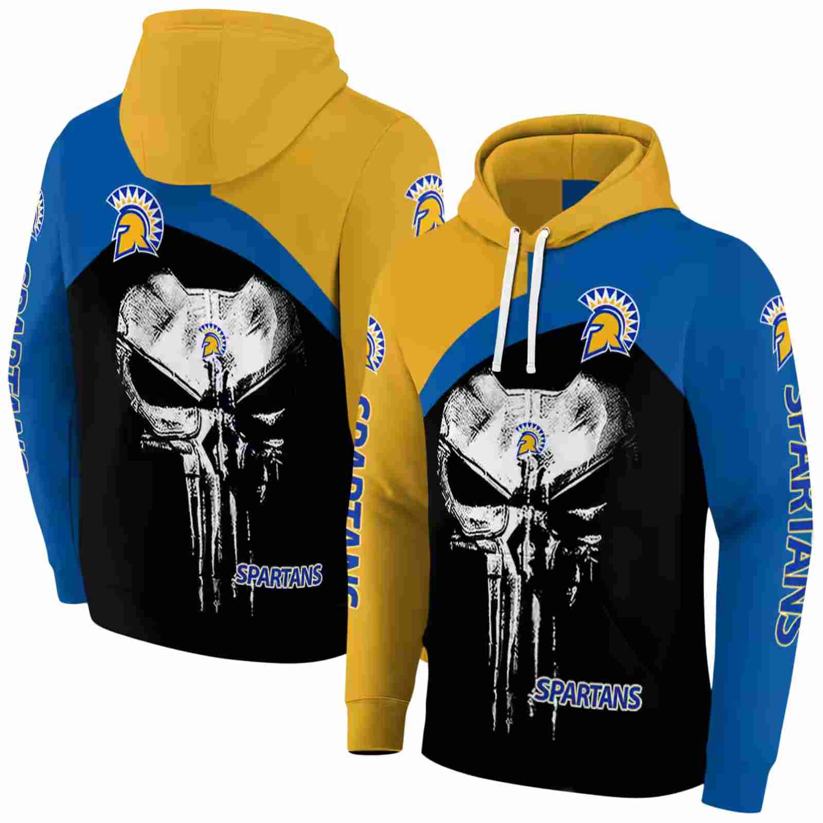 san jose state spartans skull punisher gold black hoodie fashion forward