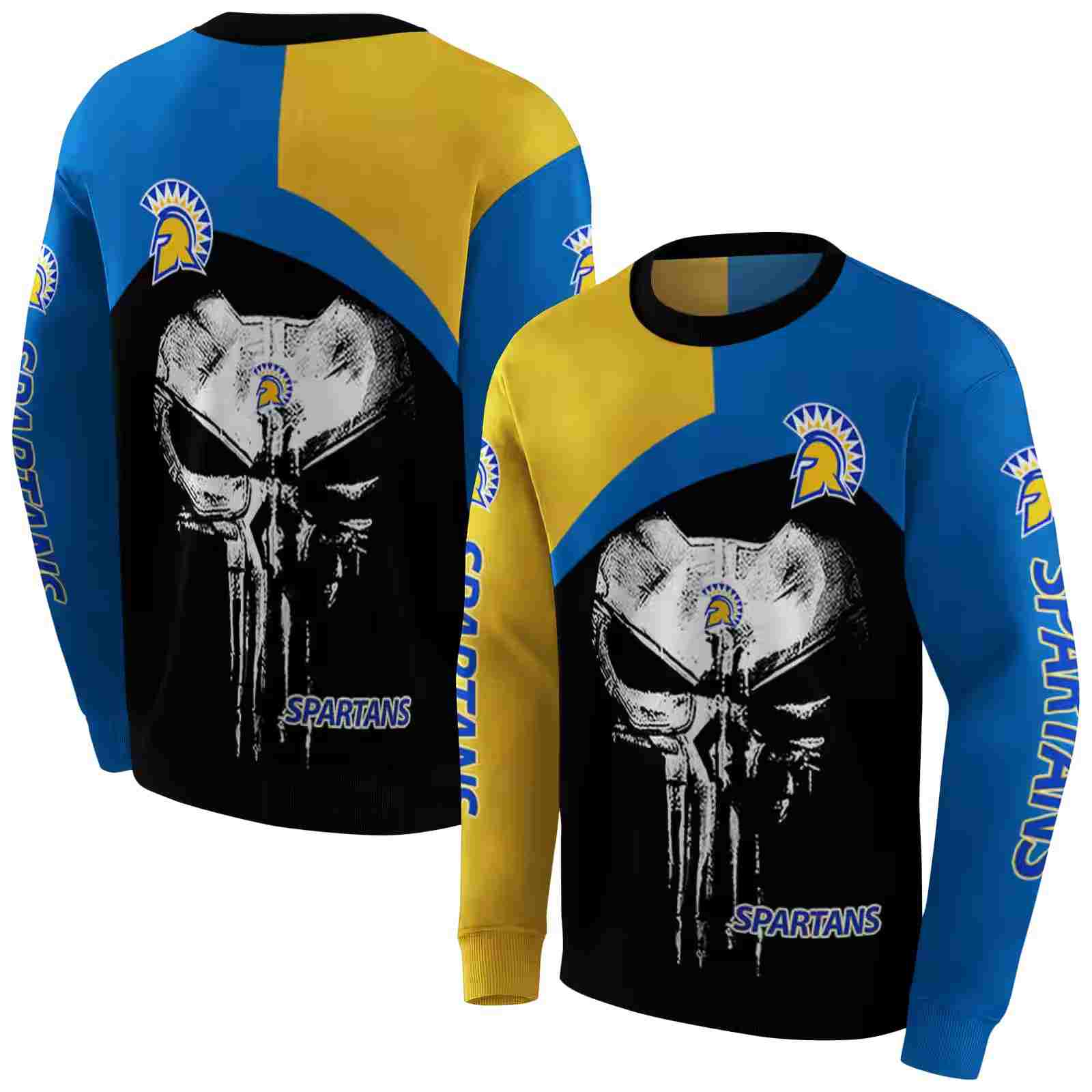 san jose state spartans skull punisher gold black hoodie premium grade