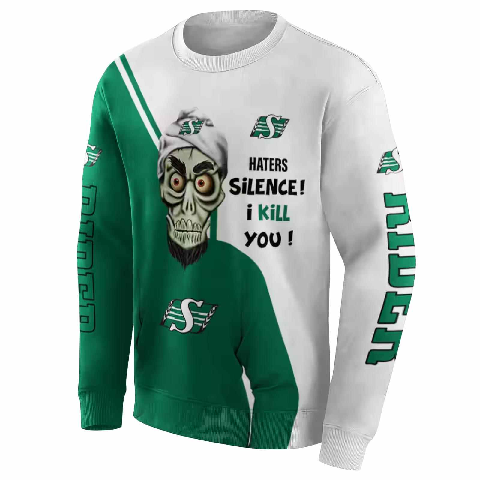 saskatchewan roughriders achmed skull green hoodie new arrival