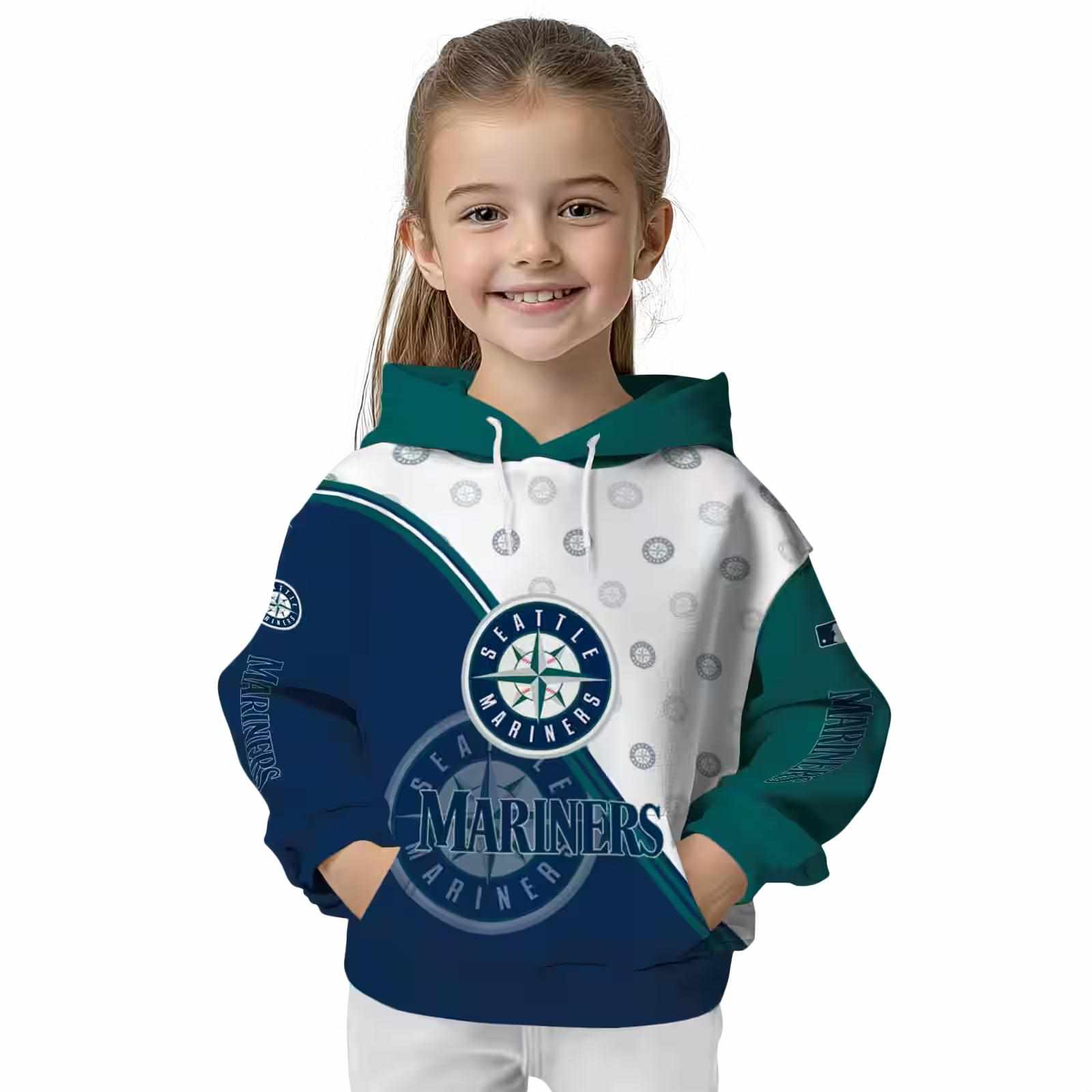 seattle mariners diagonal stripe navy blue white hoodie top rated