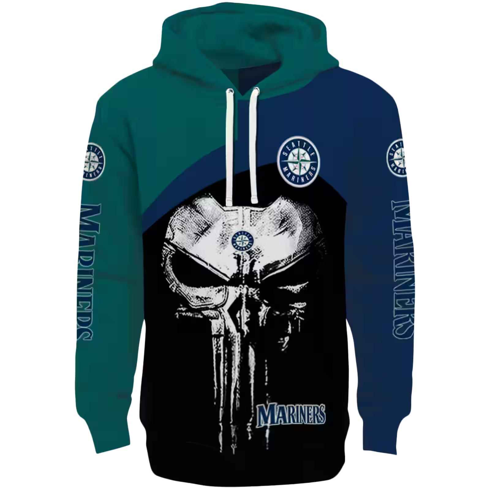 Seattle Mariners Skull Punisher Green Black Hoodie