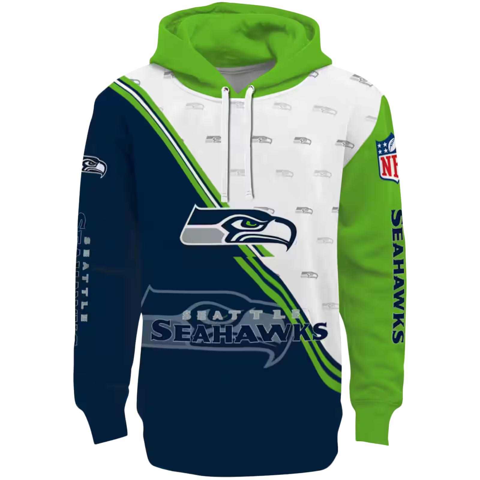 Seattle Seahawks Diagonal Stripe Blue White Hoodie