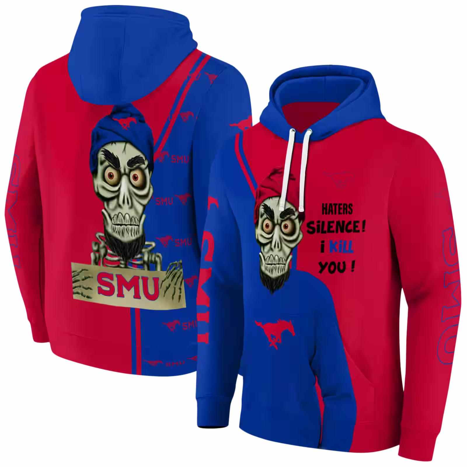 smu mustangs achmed skull blue hoodie fashion forward