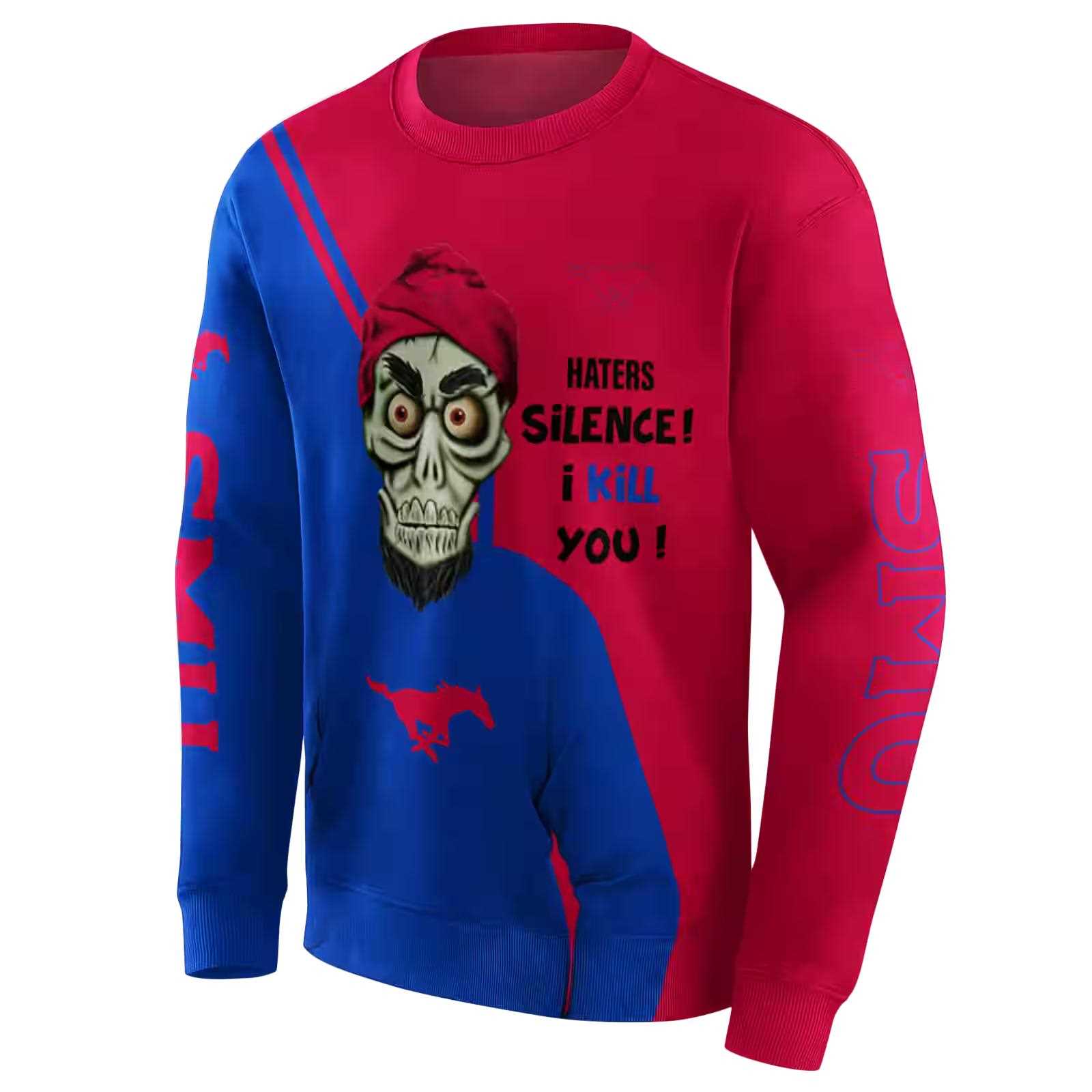 smu mustangs achmed skull blue hoodie new arrival