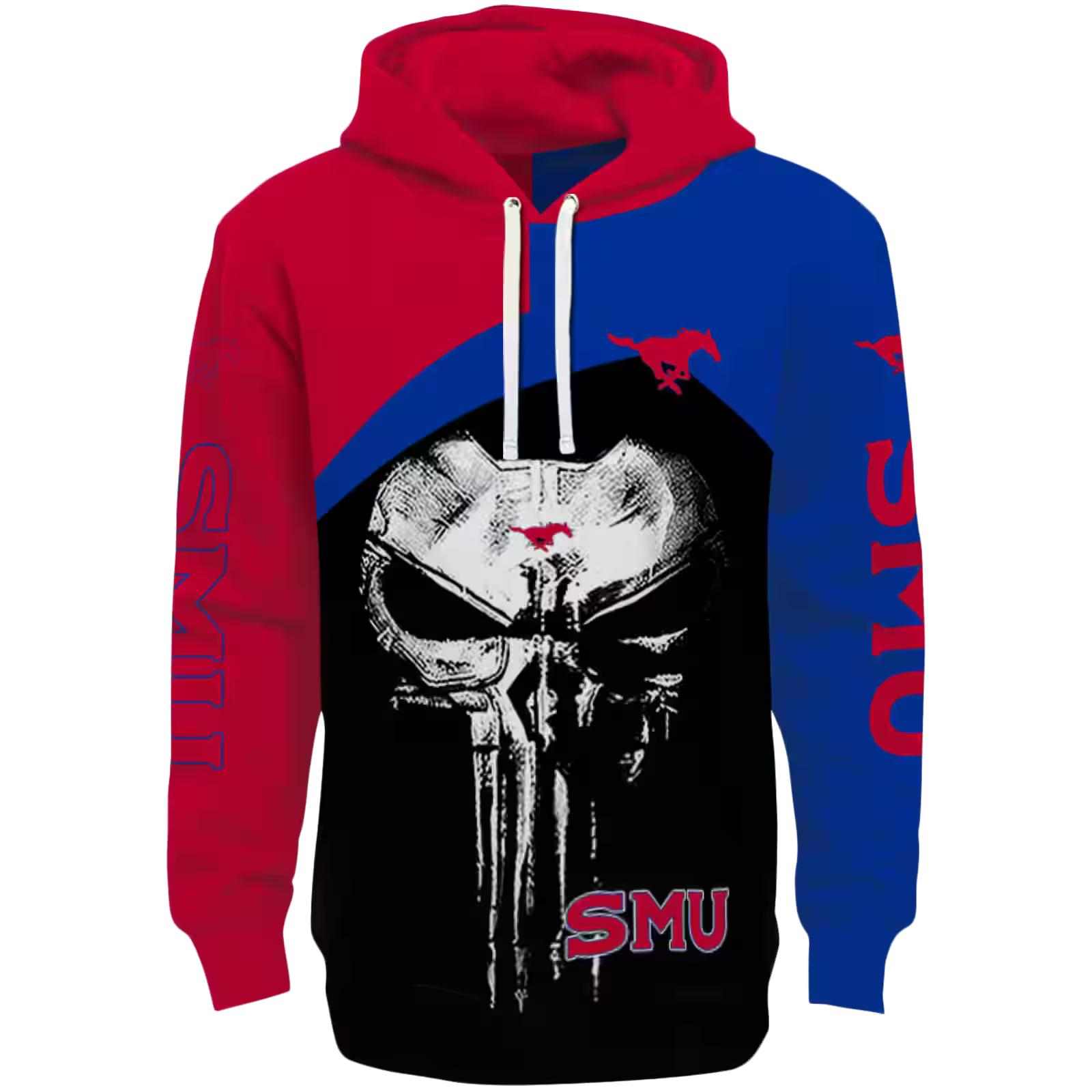 SMU Mustangs Skull Punisher Red Black Hoodie