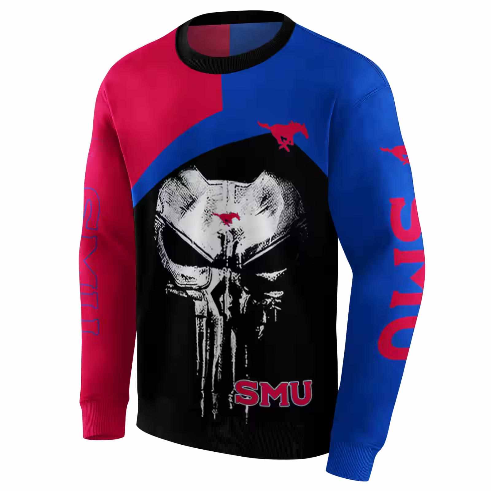 smu mustangs skull punisher red black hoodie new arrival